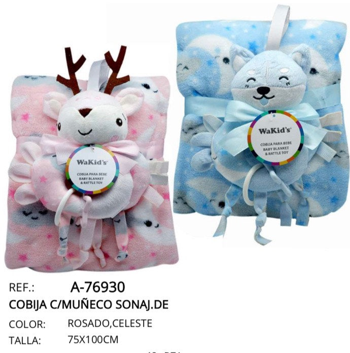 Cobija c/muñeco sonajero de bebé