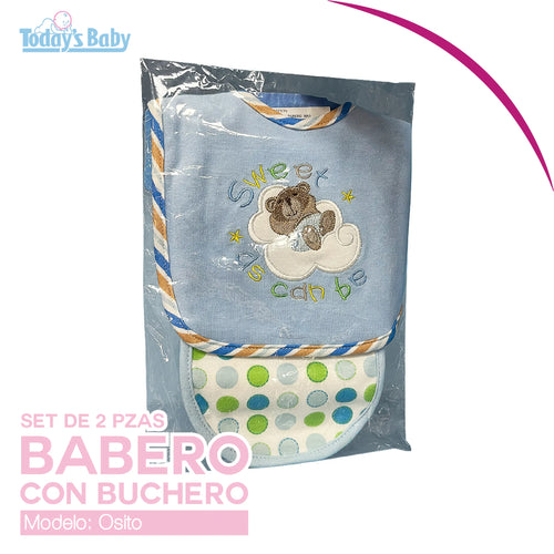 babero con buchero osito para bebé