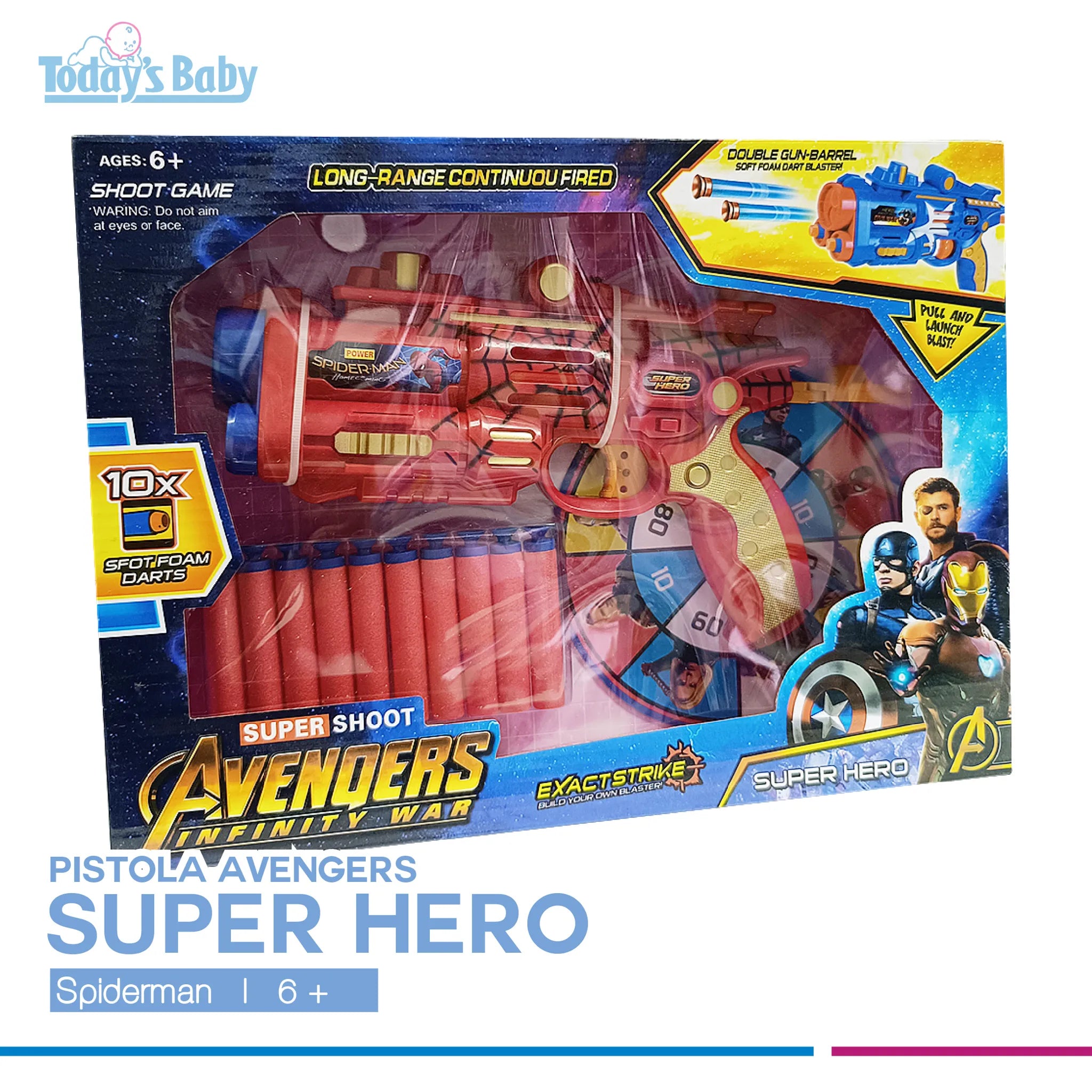 pistola avengers super hero spiderman para bebé