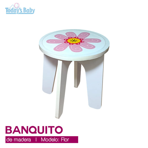 banquito de madera flor para bebé