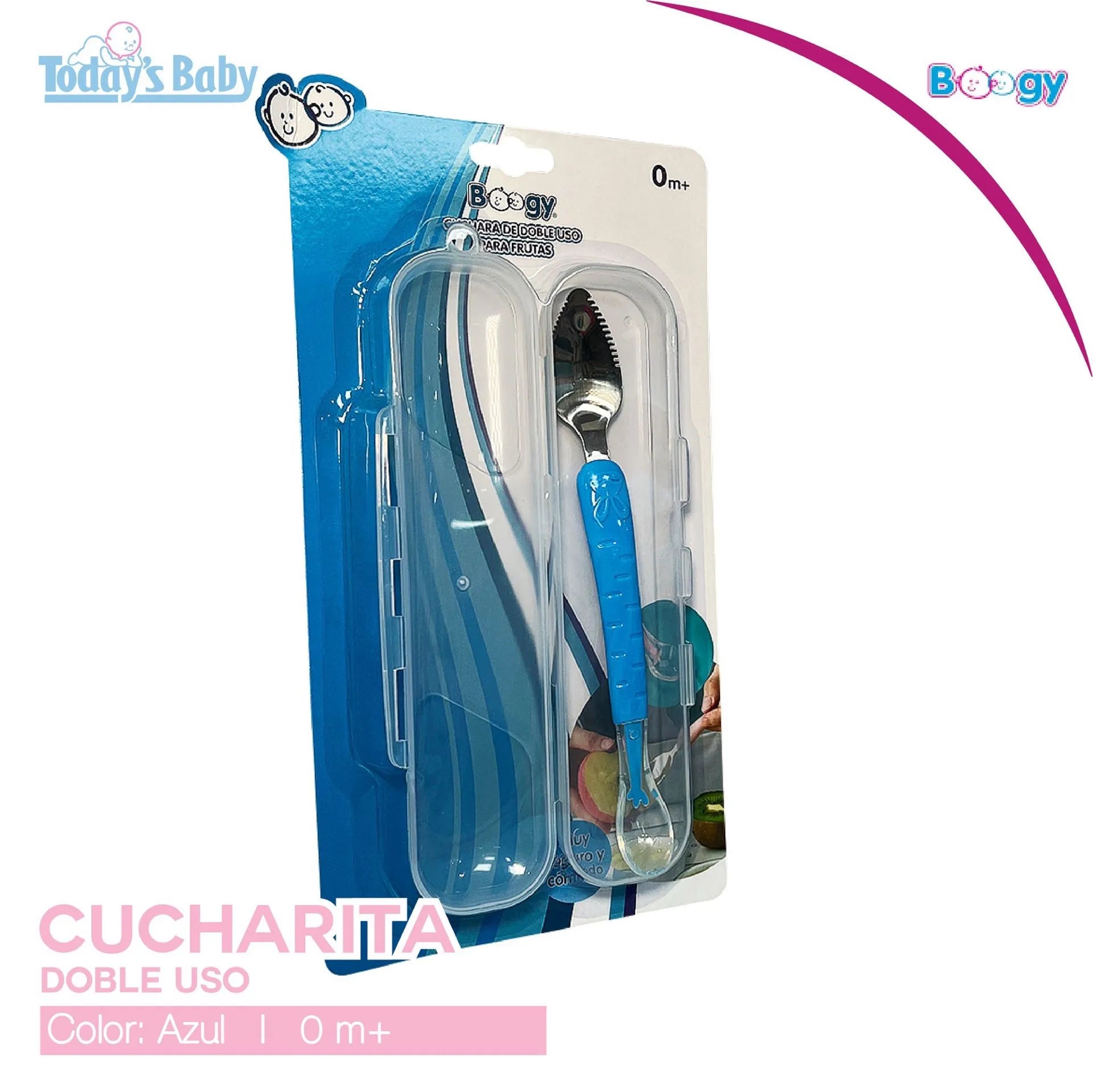 cuchara con estuche doble uso para frutas boogy para bebé