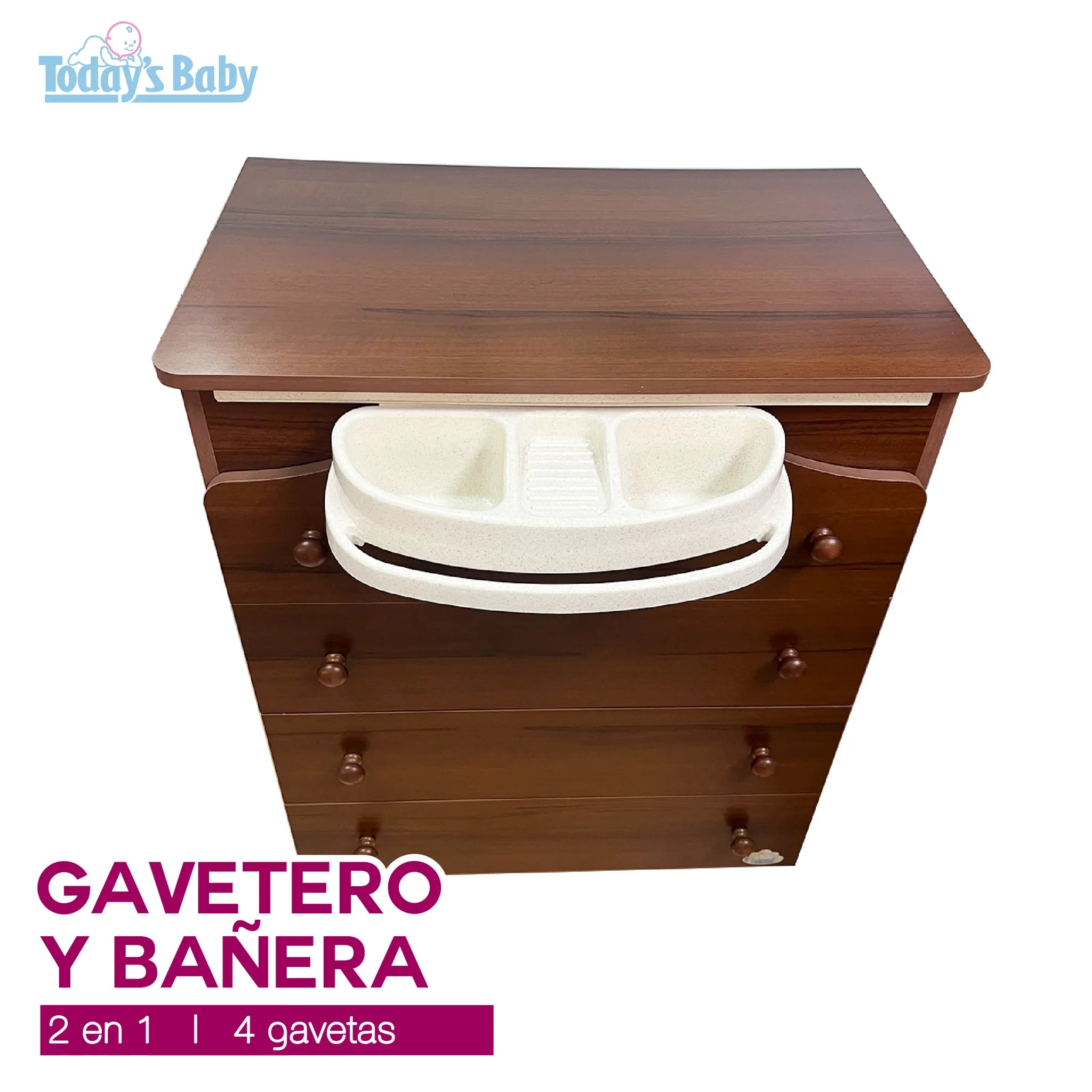 Gavetero con bañera 2 en 1 de madera