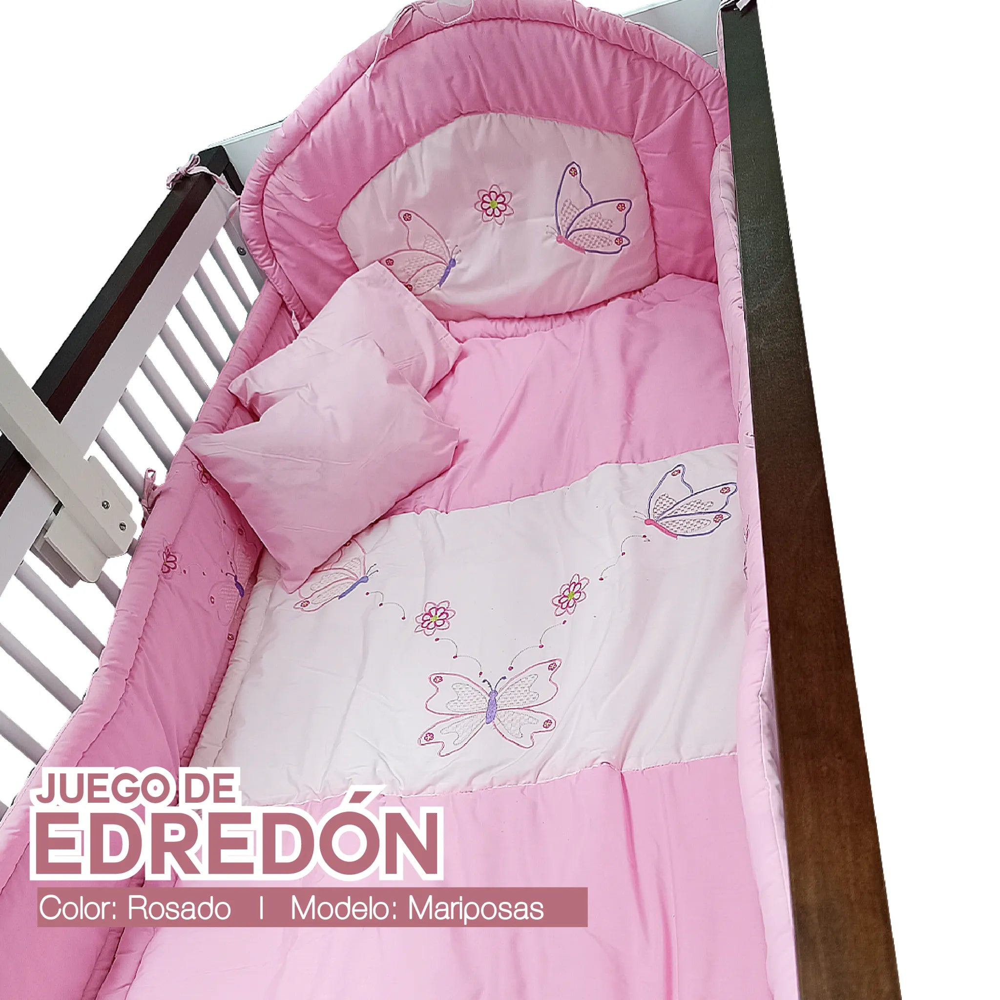 Juego de edredón mariposa rosa