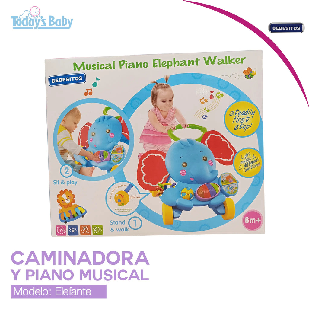 caminadora piano musical de elefante para bebé