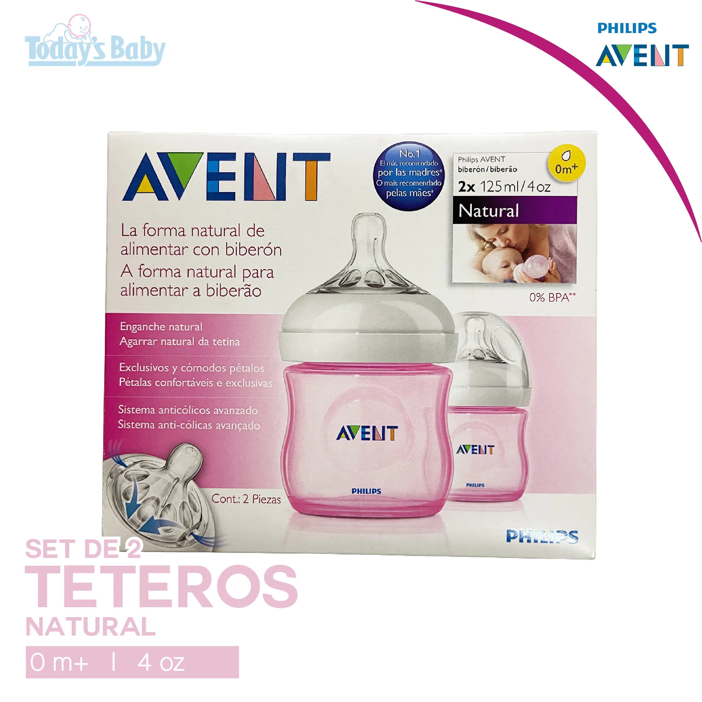 Set de 2 Teteros Natural +0m 4 oz Avent
