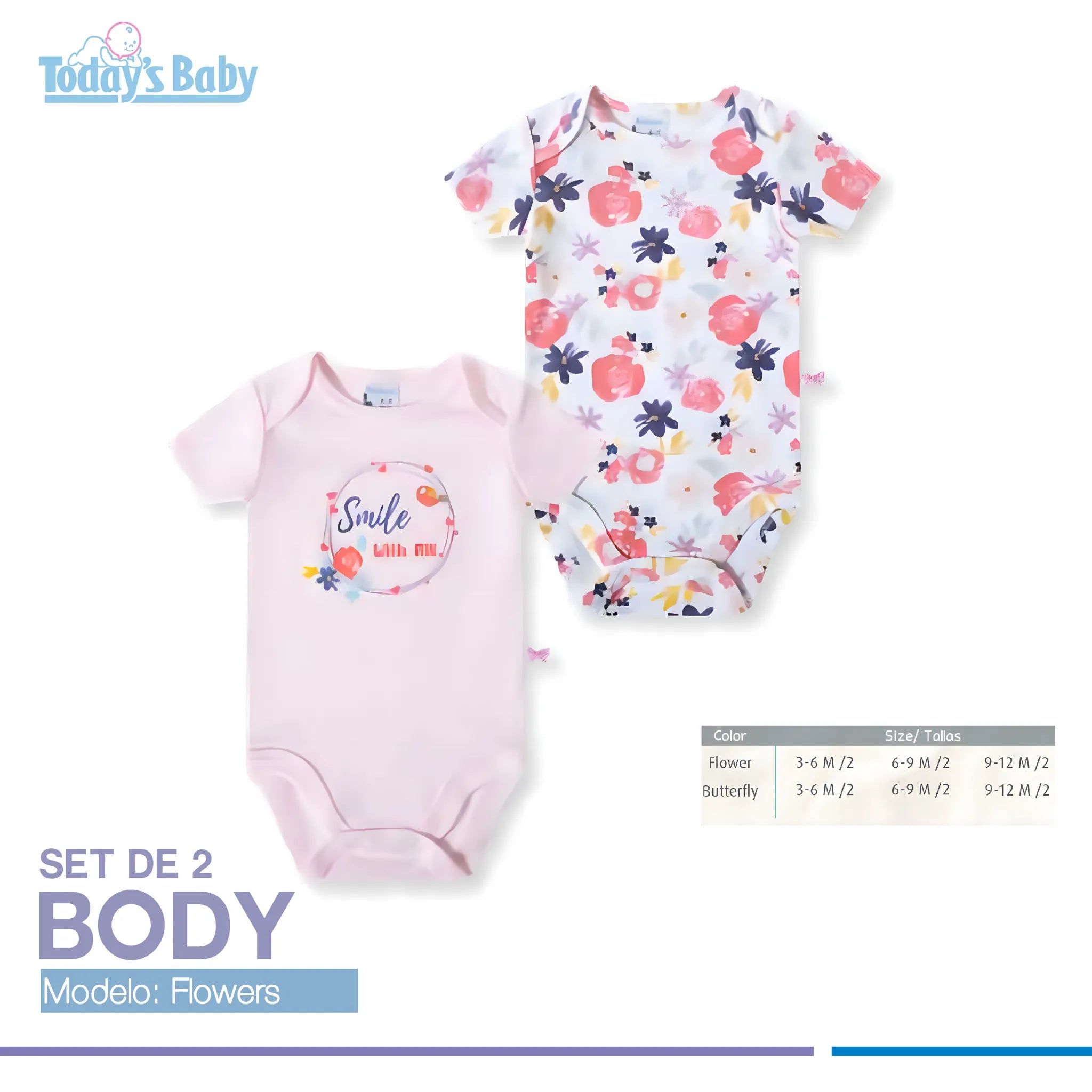 Set de 2 Bodys Flowers