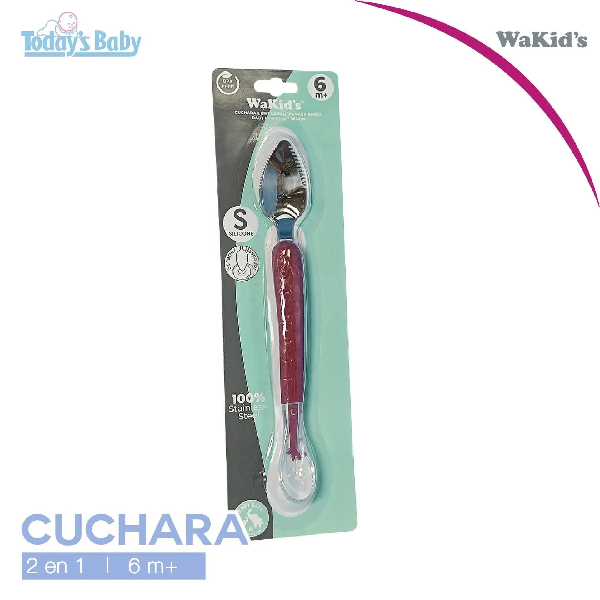 Cuchara 2 en 1 para frutas rosado Wakid’s