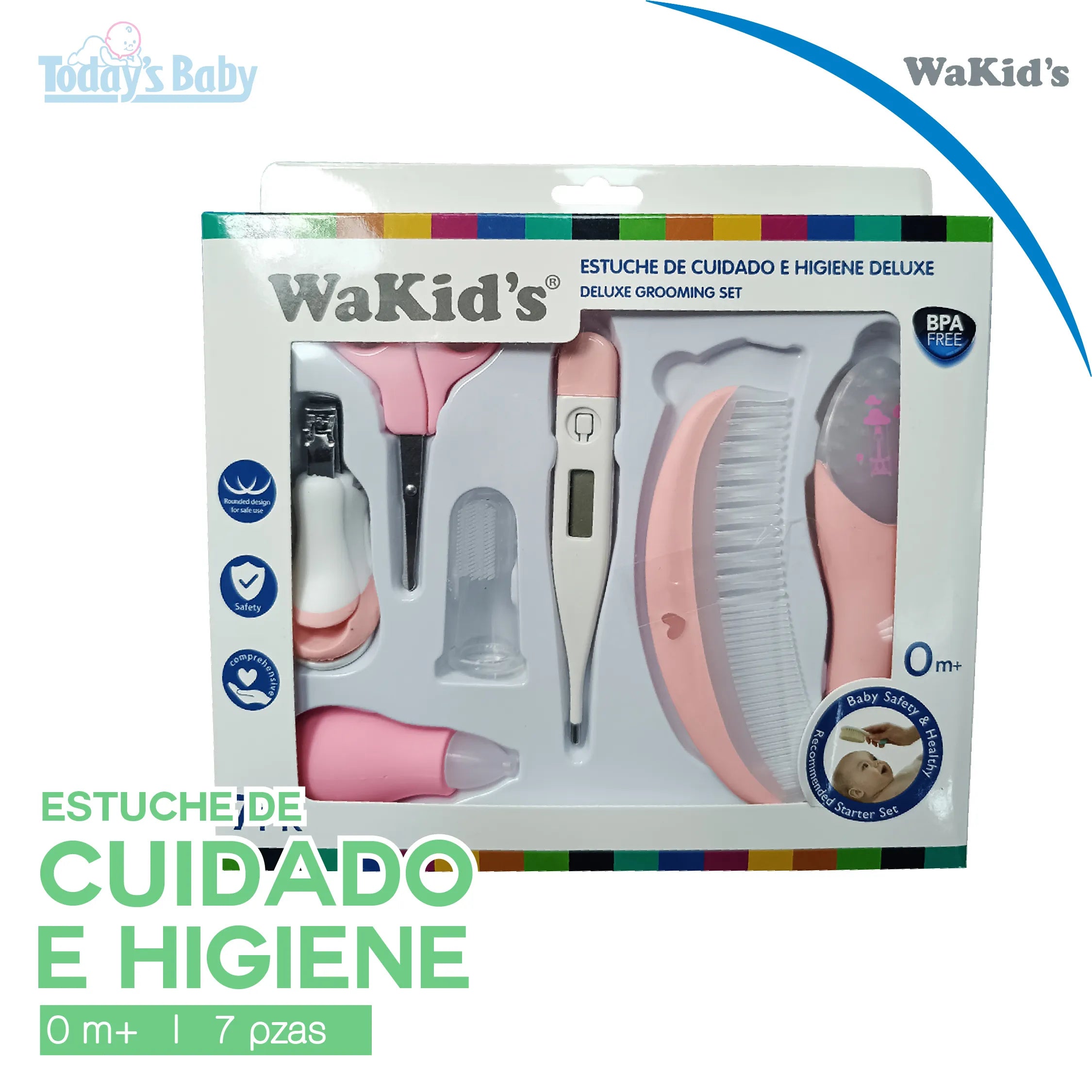 Kit de Cuidado e Higiene Deluxe para bebé 7 pzs 0m+ Wakid´s