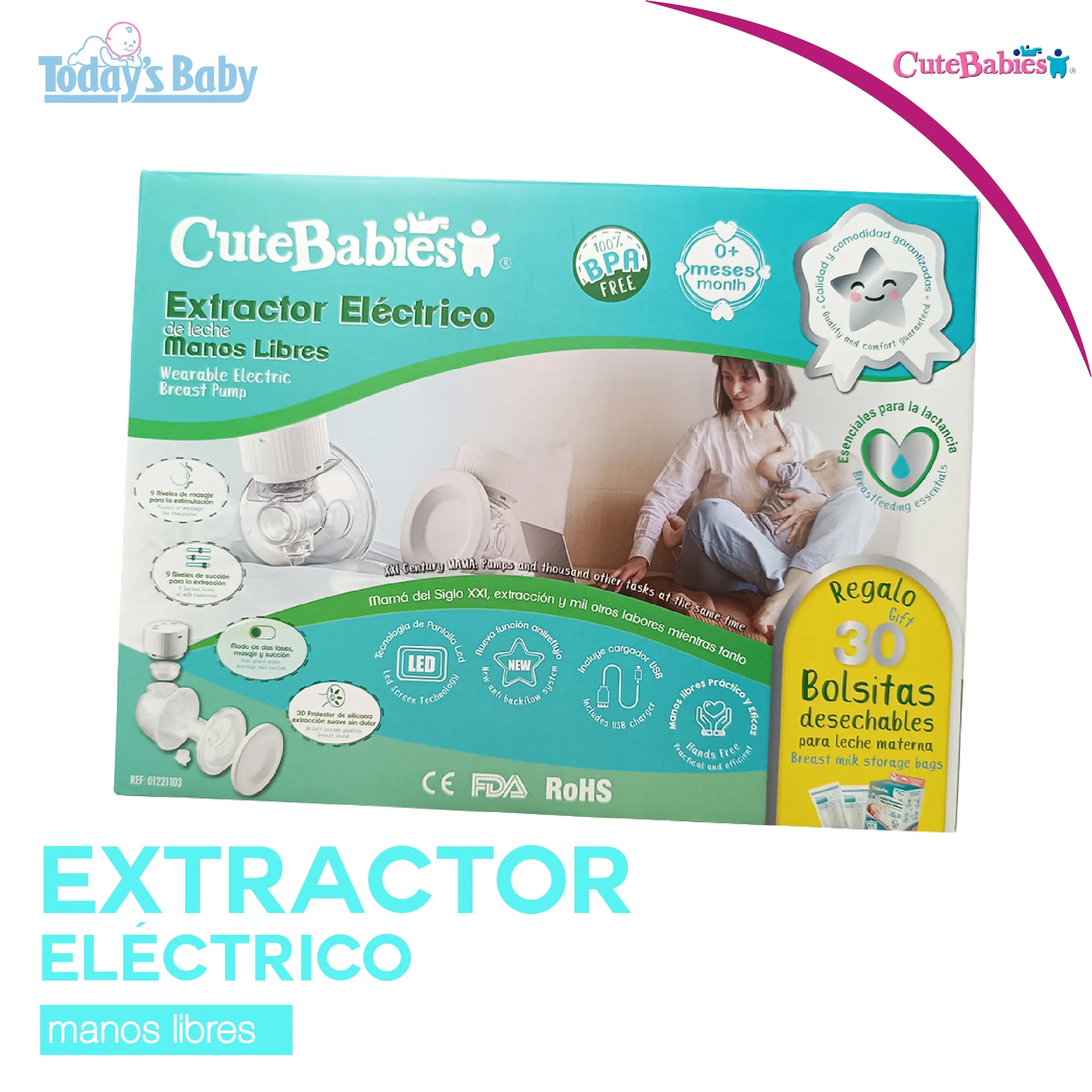 Extractor Eléctrico de leche Manos Libres Cute Babies