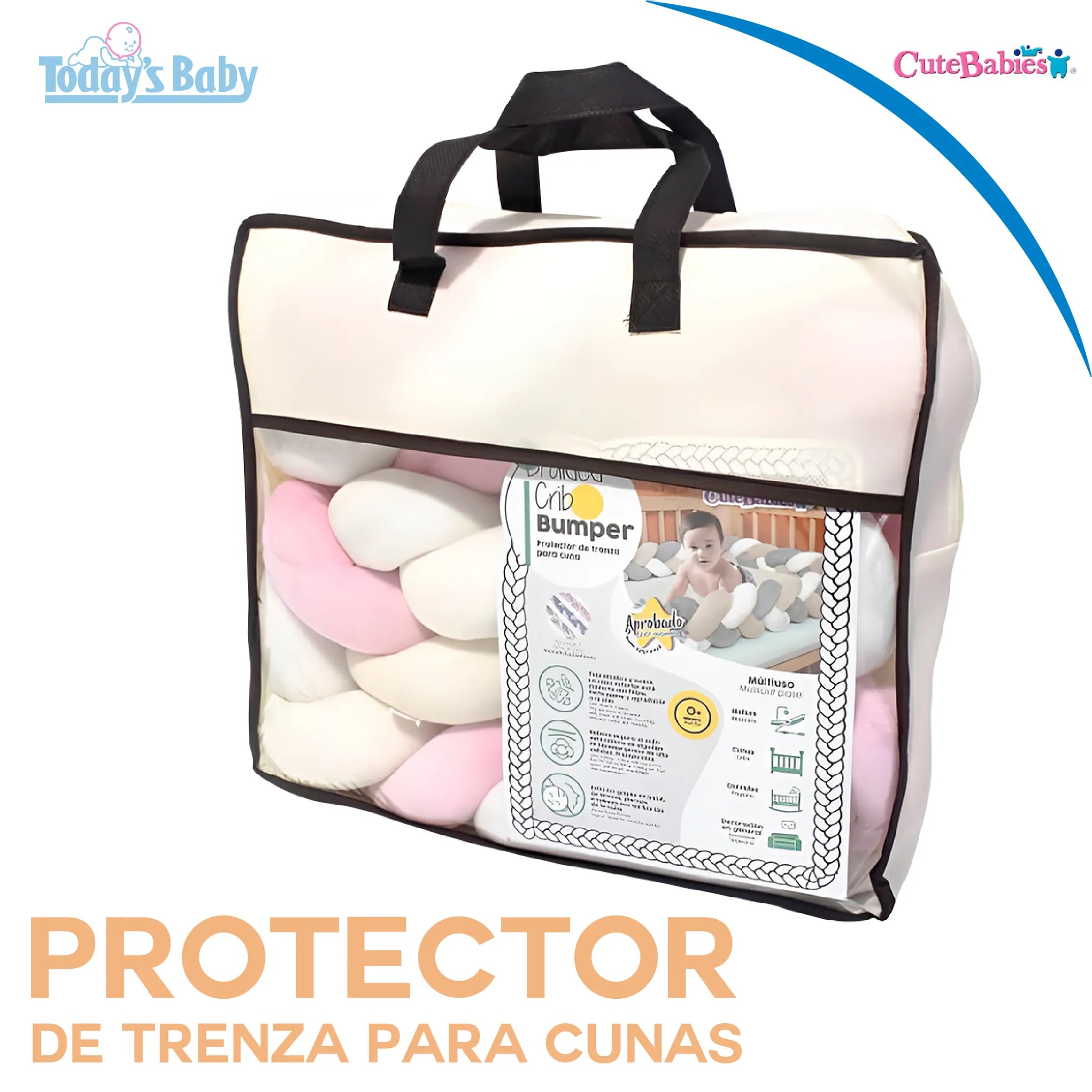 Protector de Trenza para Cunas Rosado Cute Babies