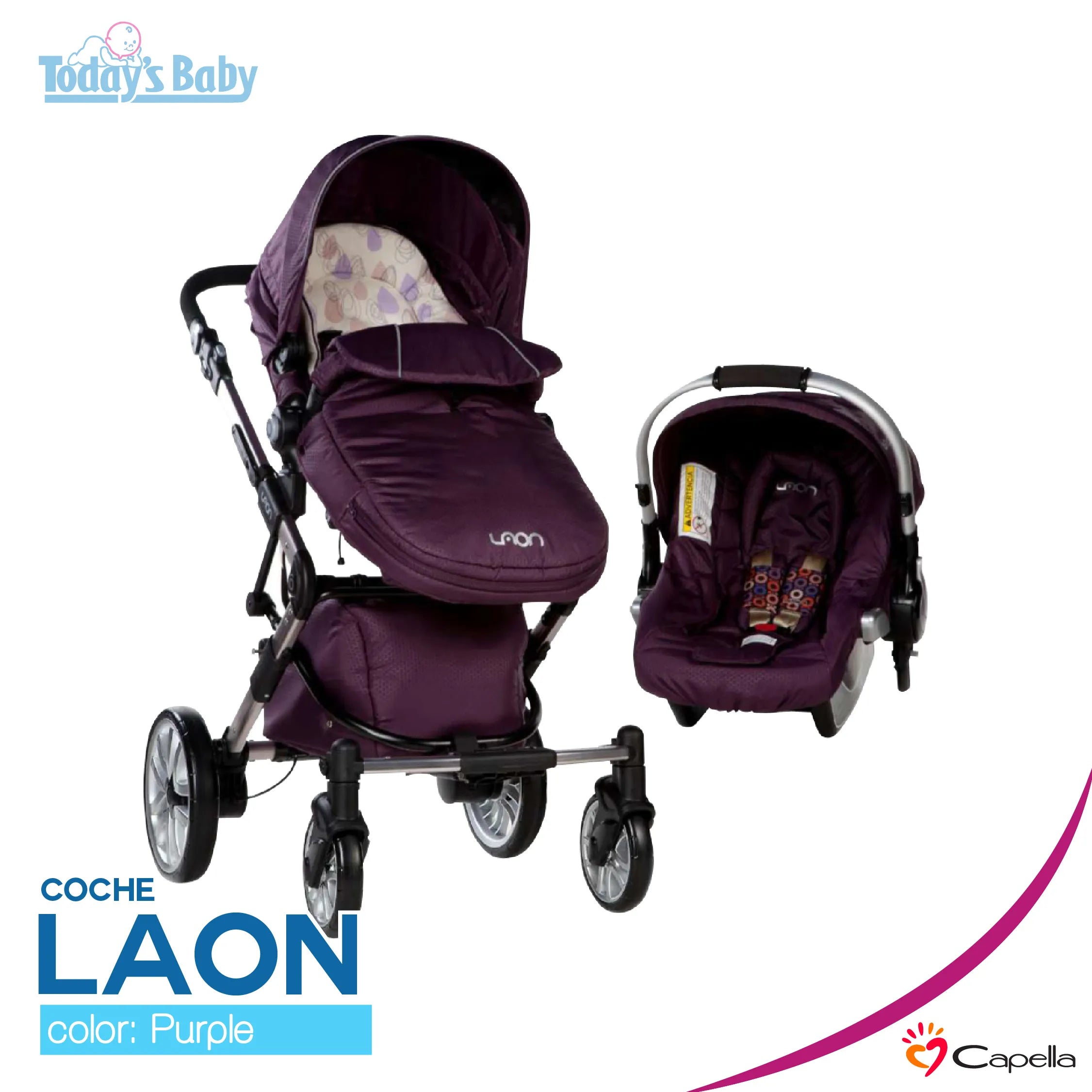 Coche Capella Laon + Moisés + Travel System Purple