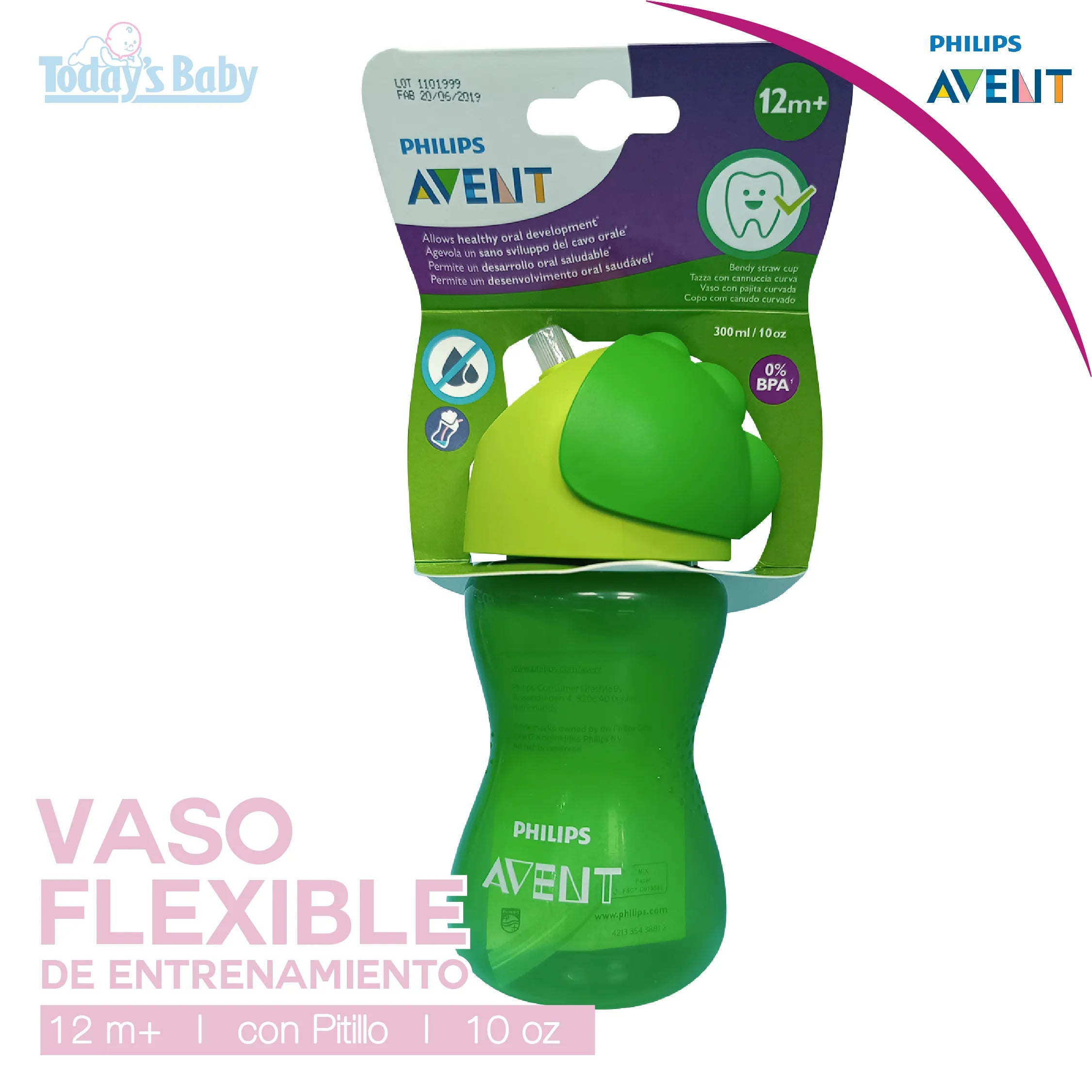 Vaso Flexible de entrenamiento con pitillo 10 oz. Avent