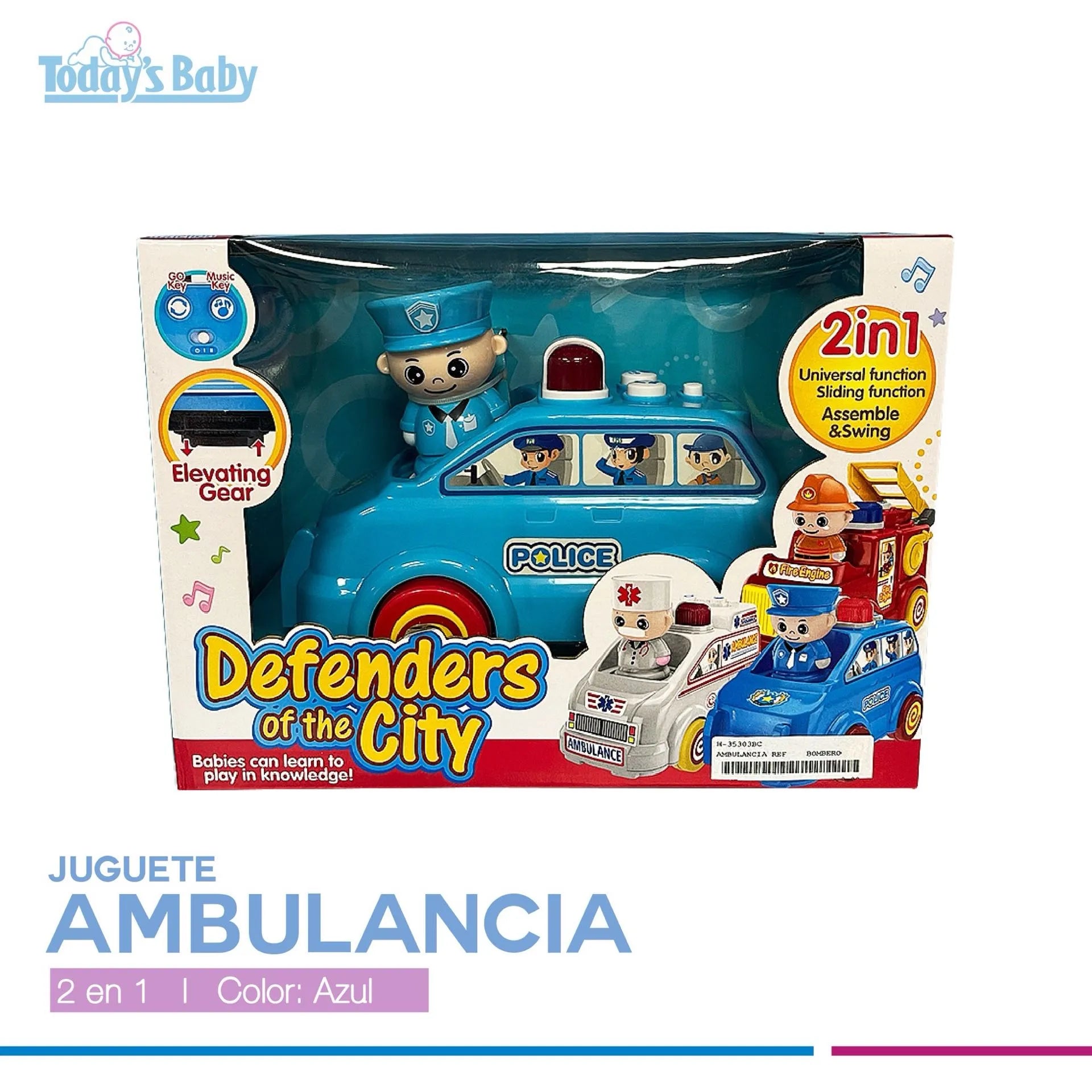 Carro de ambulancia azul 2 en 1