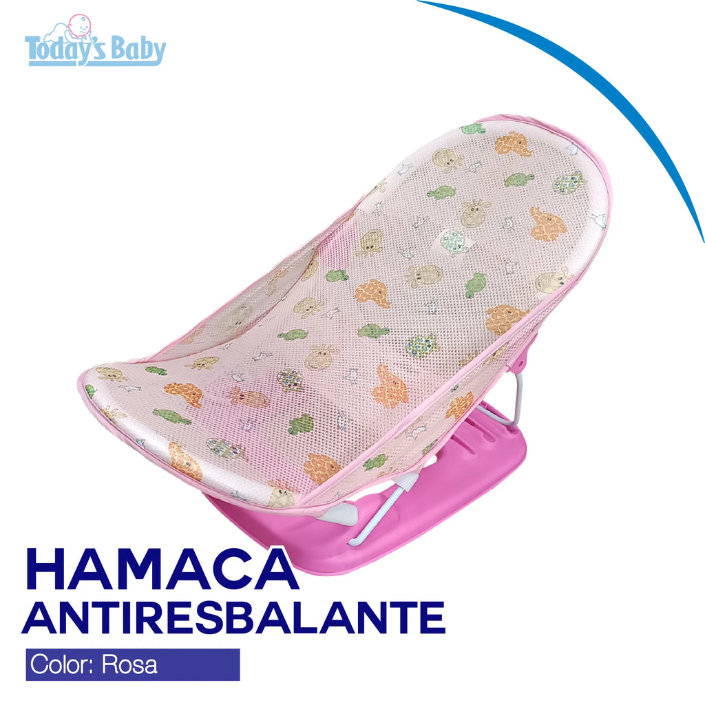 hamaca antiresbalante rosa para el baño para bebé