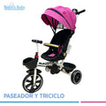 paseador triciclo wakid’s rosado para bebé