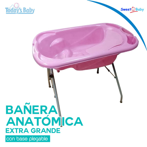 bañera anatómica extra grande sweet baby con base plegable para bebé
