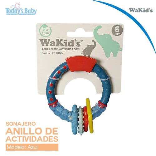 anillo de actividades mordedor wakid´s azul para bebé