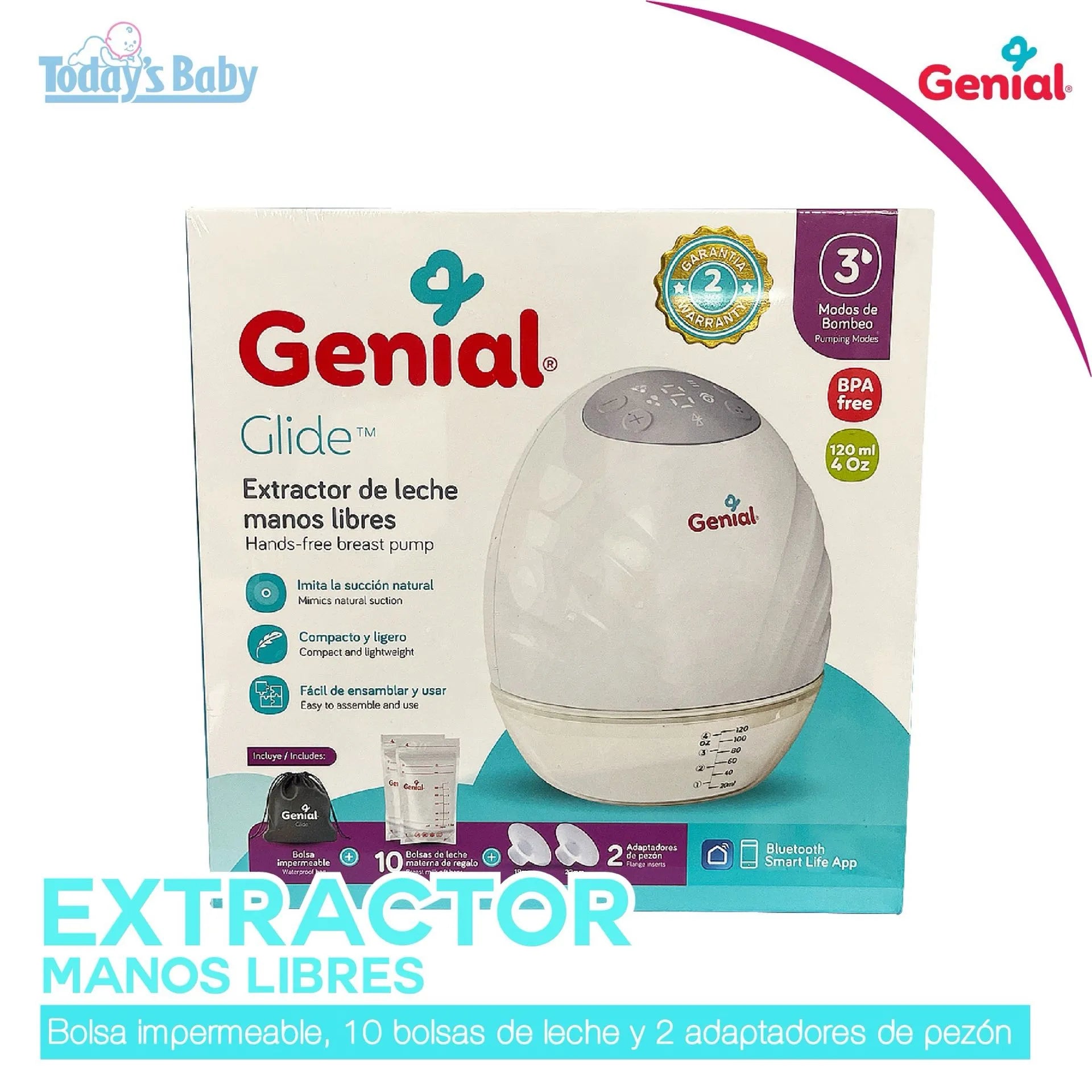 Extractor de leche manos libres Glide Genial