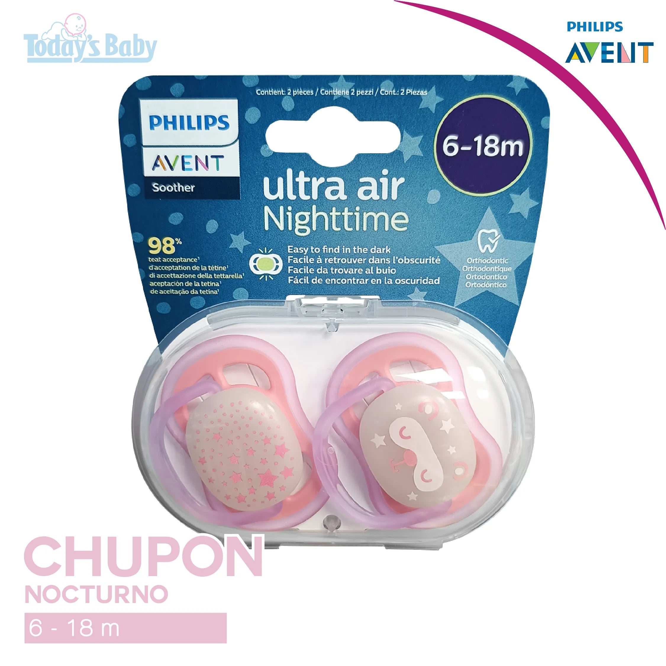 Chupón Nocturno Ultra Air 6-18M Hembra Avent