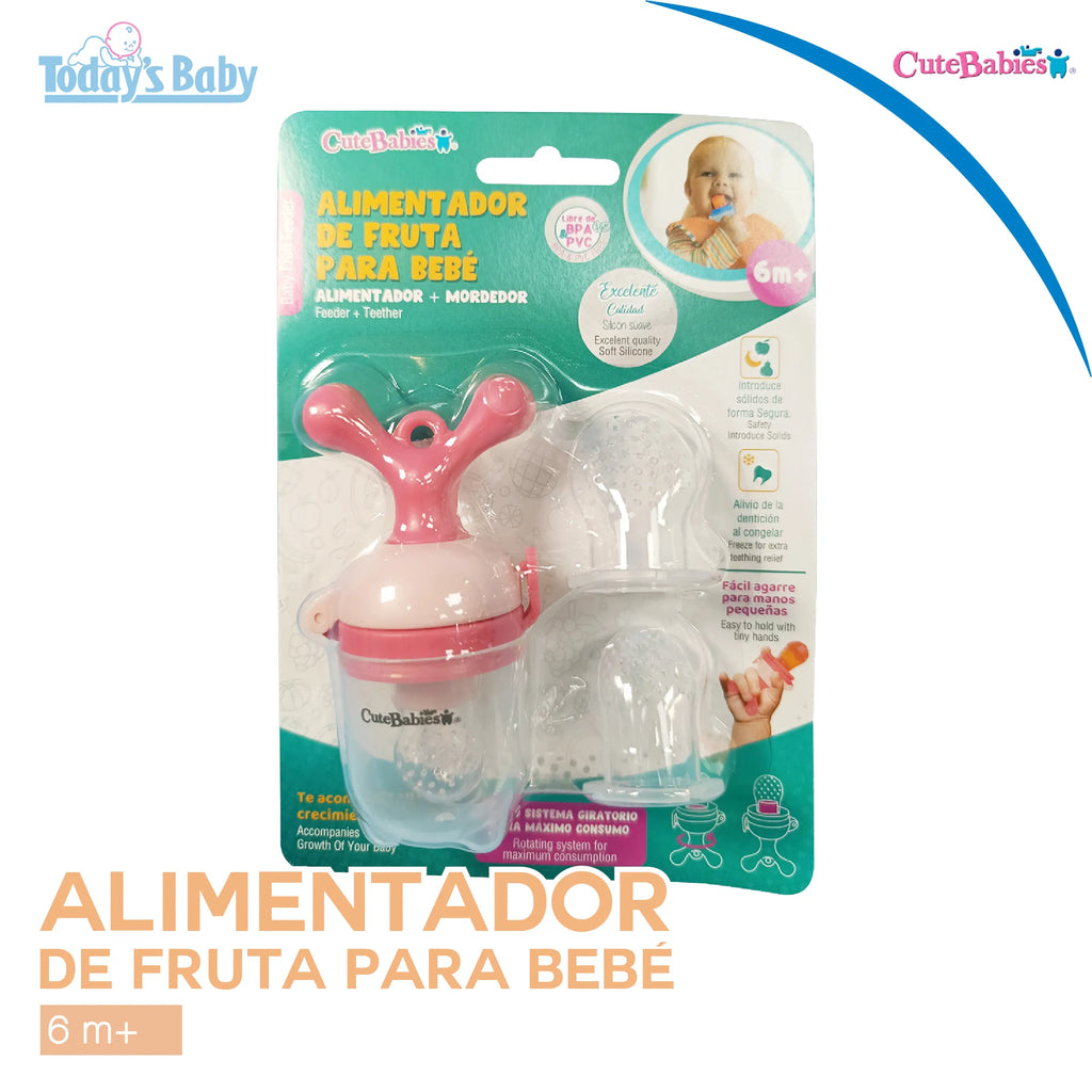 alimentador de fruta + mordedor para bebé 6m+ cute babies para bebé