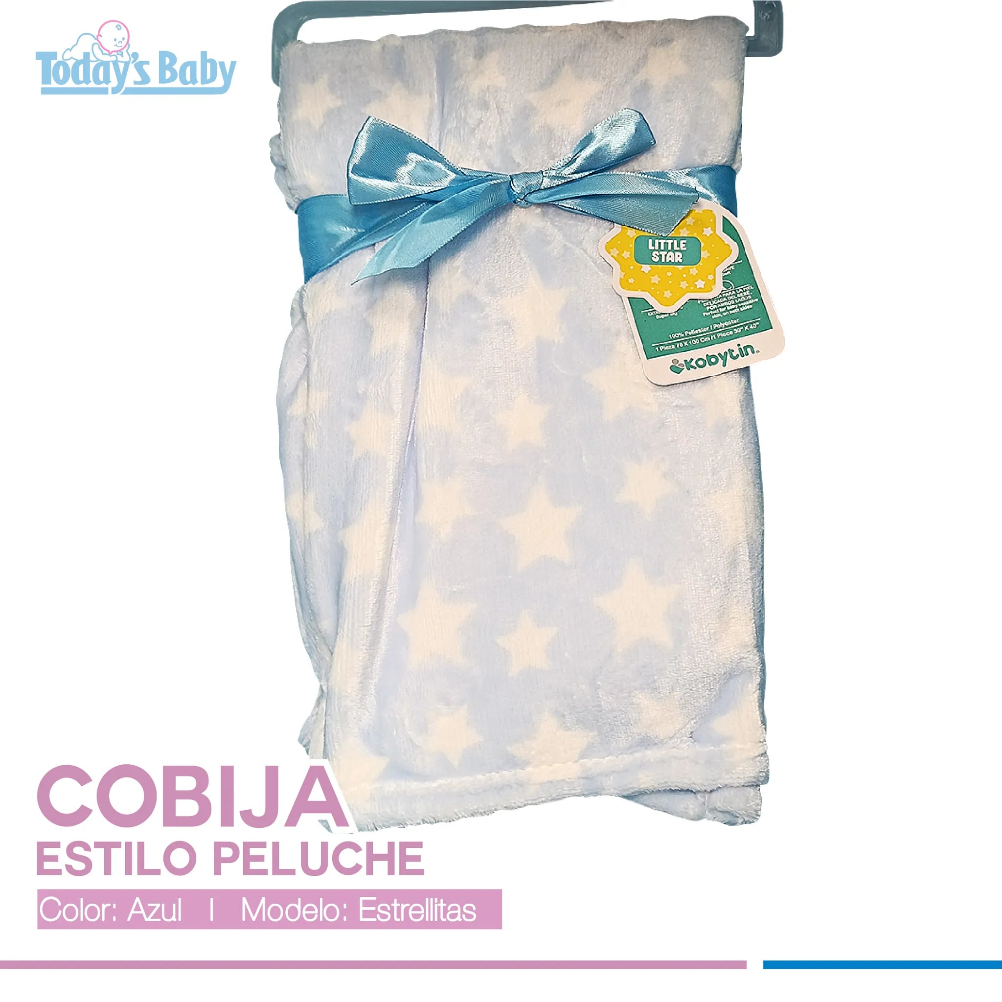 Cobija tipo peluche Kobytin Estrellas Azul