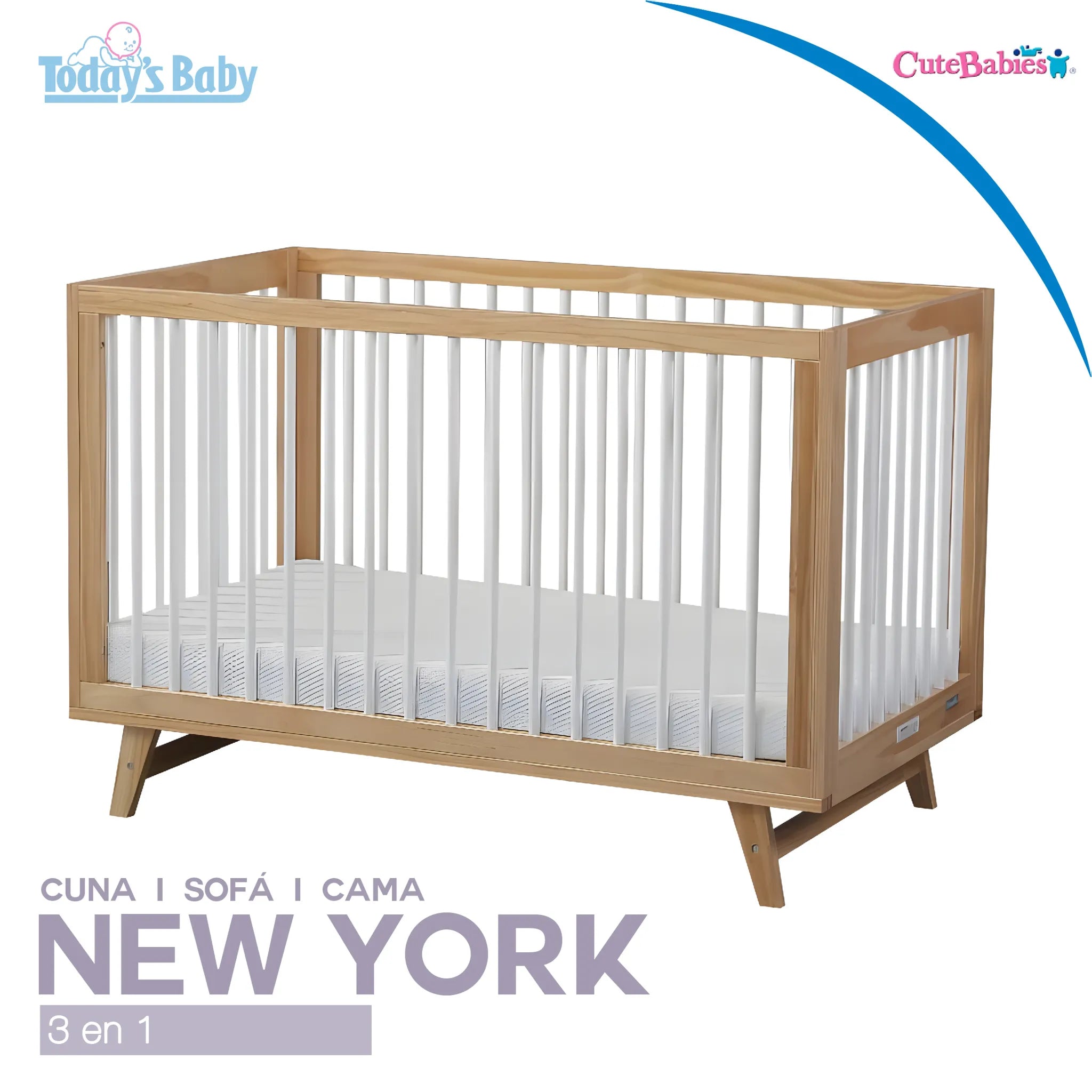 Cuna de Madera 3 en 1 New York