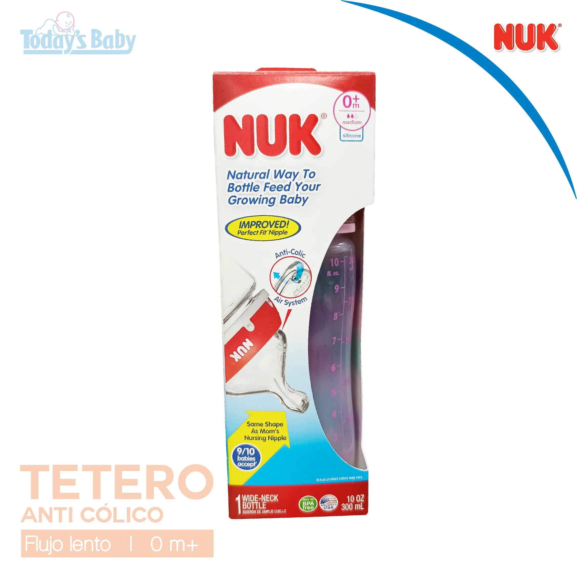 Tetero anticolico Flujo medio 0m+ 300ml NUK