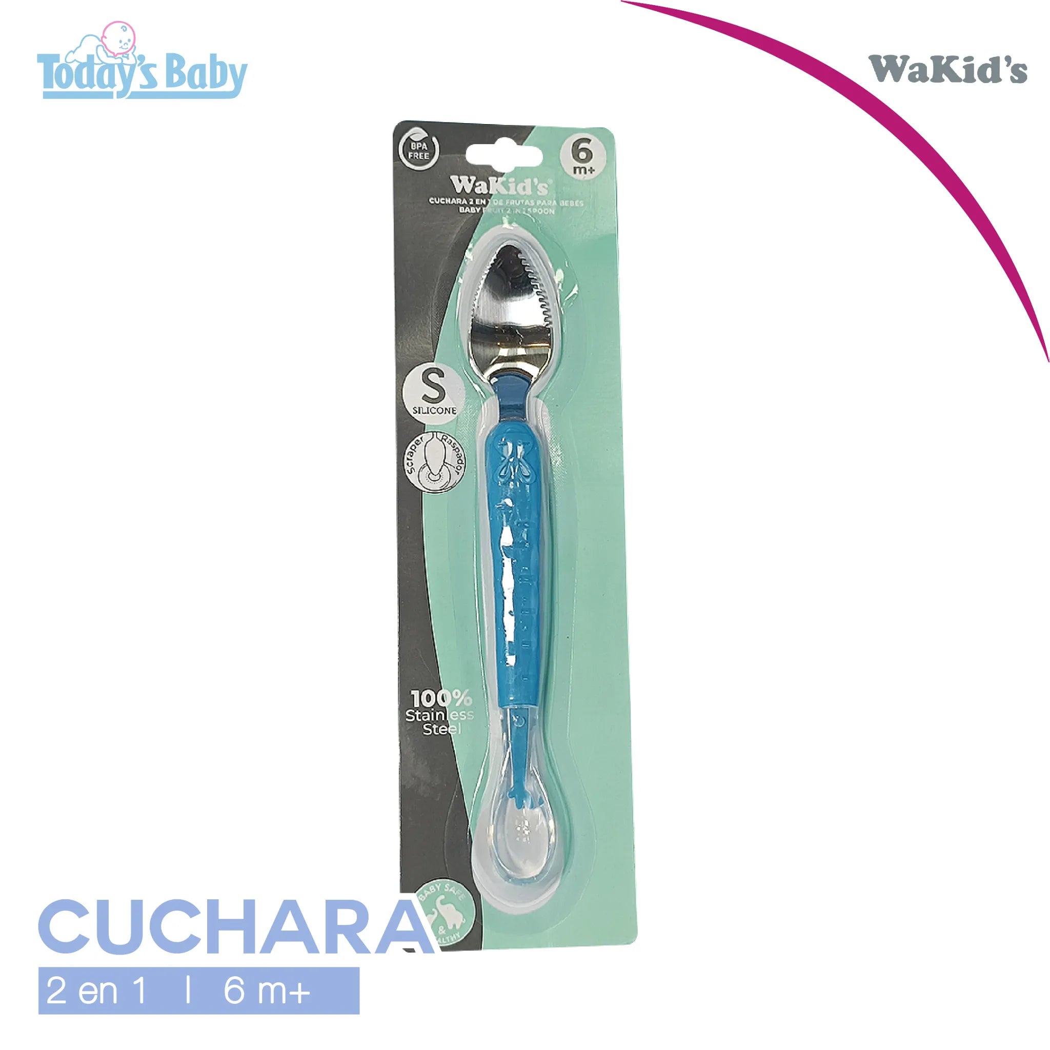 Cuchara 2 en 1 para frutas azul Wakid´s