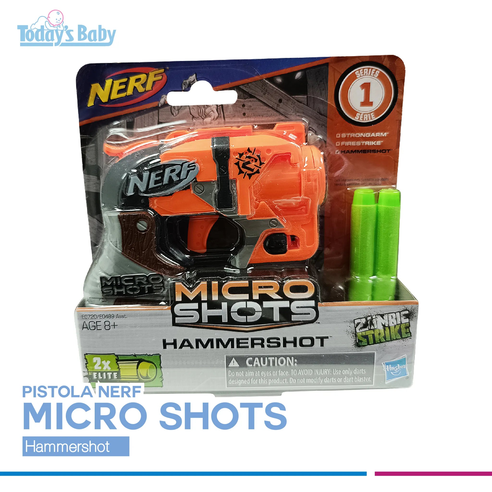 pistola micro shot nerf hammershot para bebé