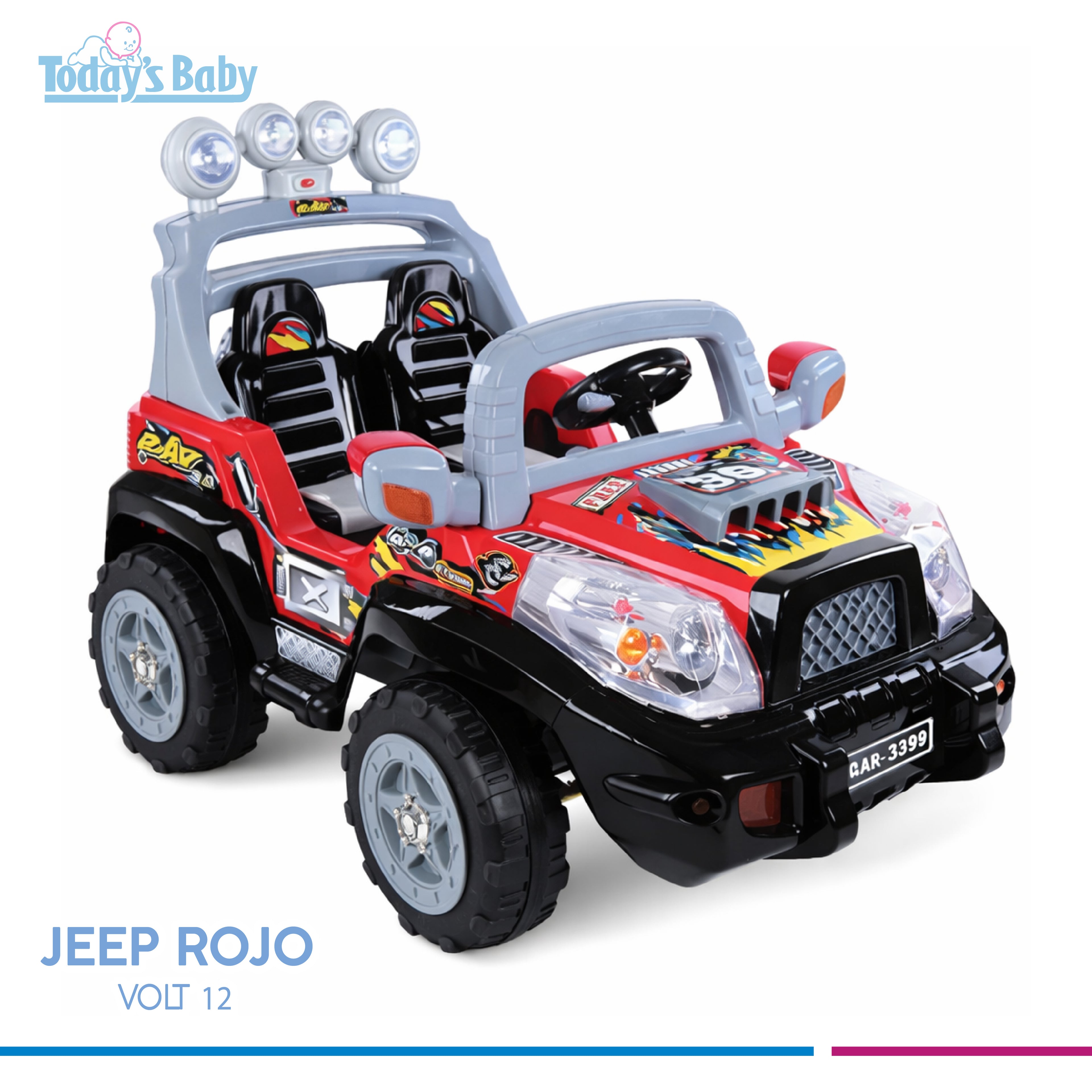 jeep rojo bateria 12 voltios 7 amp. para bebé