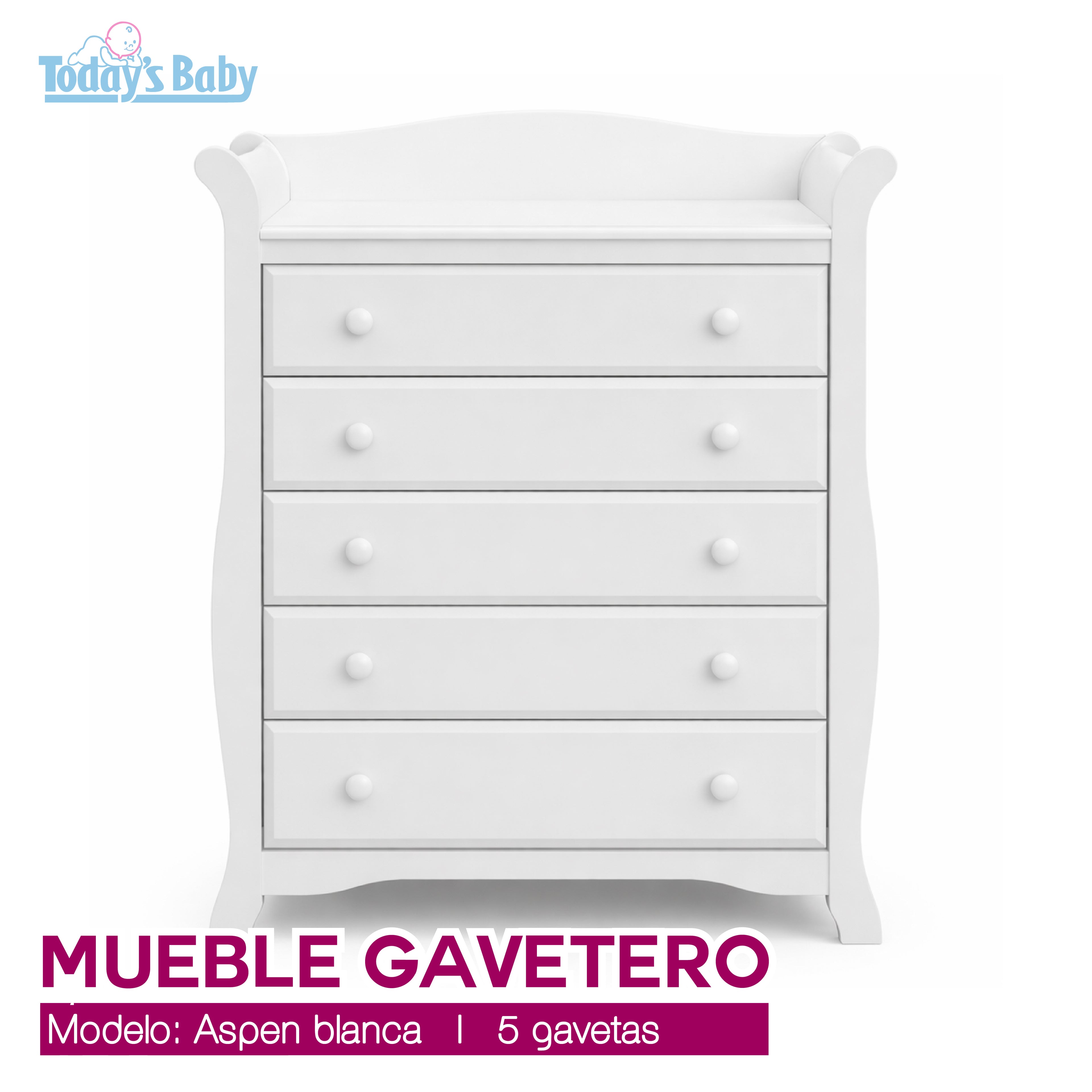 gavetero aspen blanca  5 gavetas storkcraft para bebé