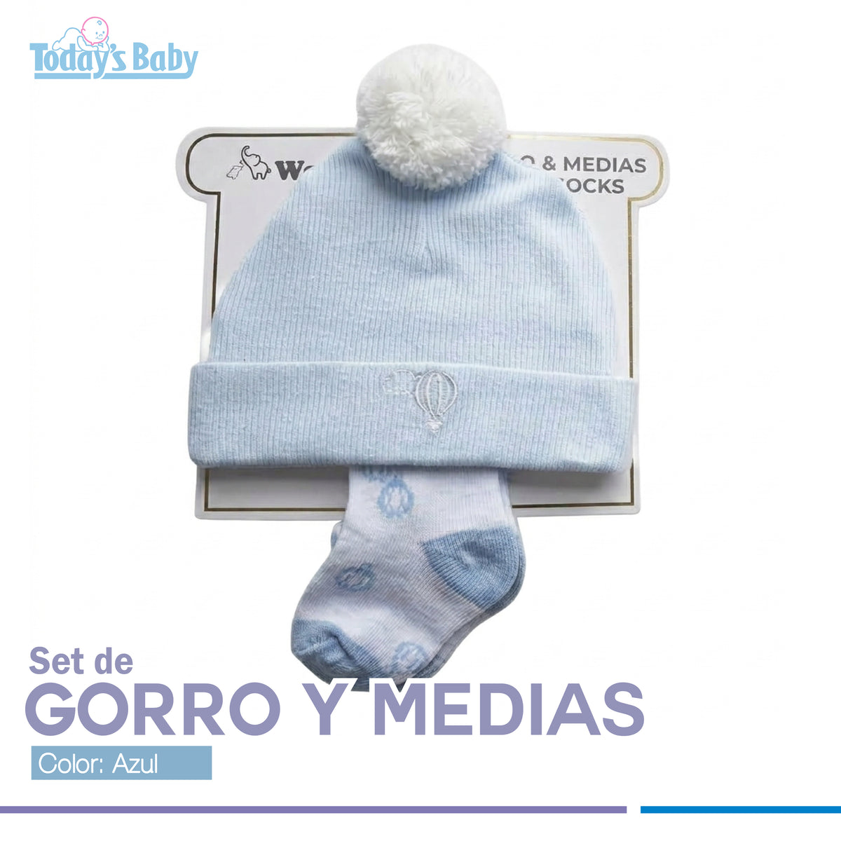 Set de gorro y medias azul Wakid´s