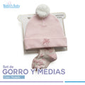 Set de gorro y medias rosado Wakid´s