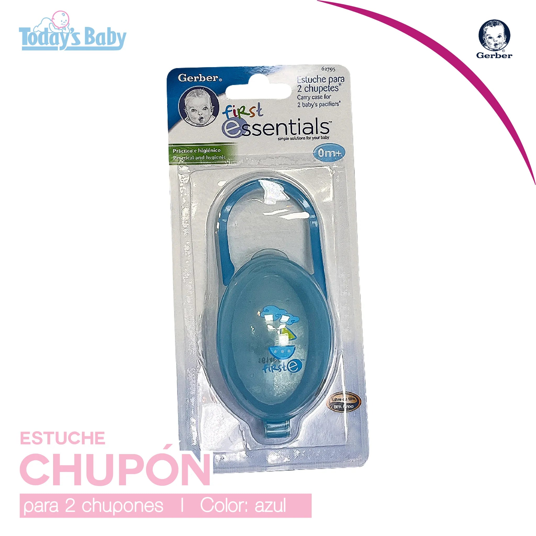 estuche para chupon gerber azul para bebé