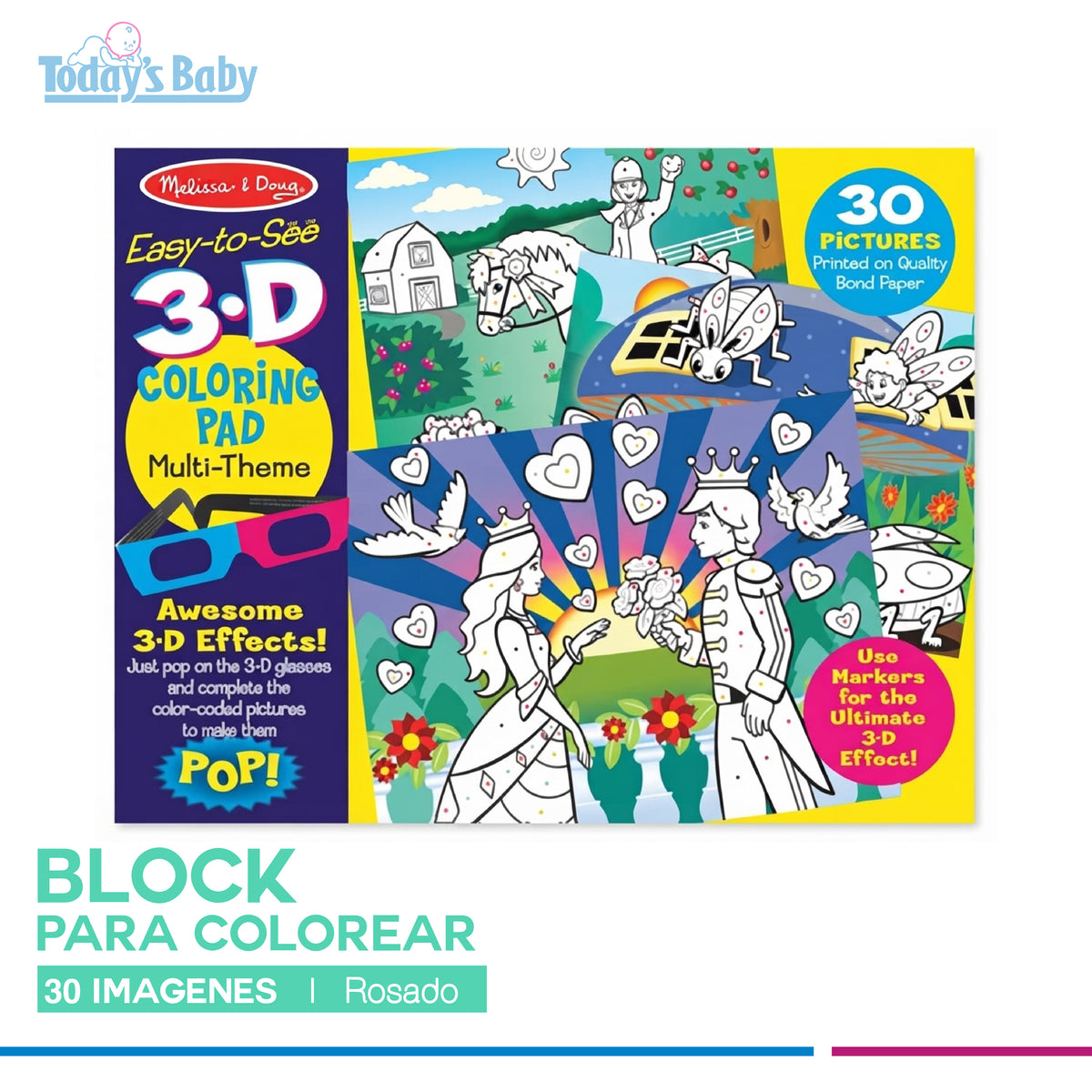 Block para colorear 3D rosado