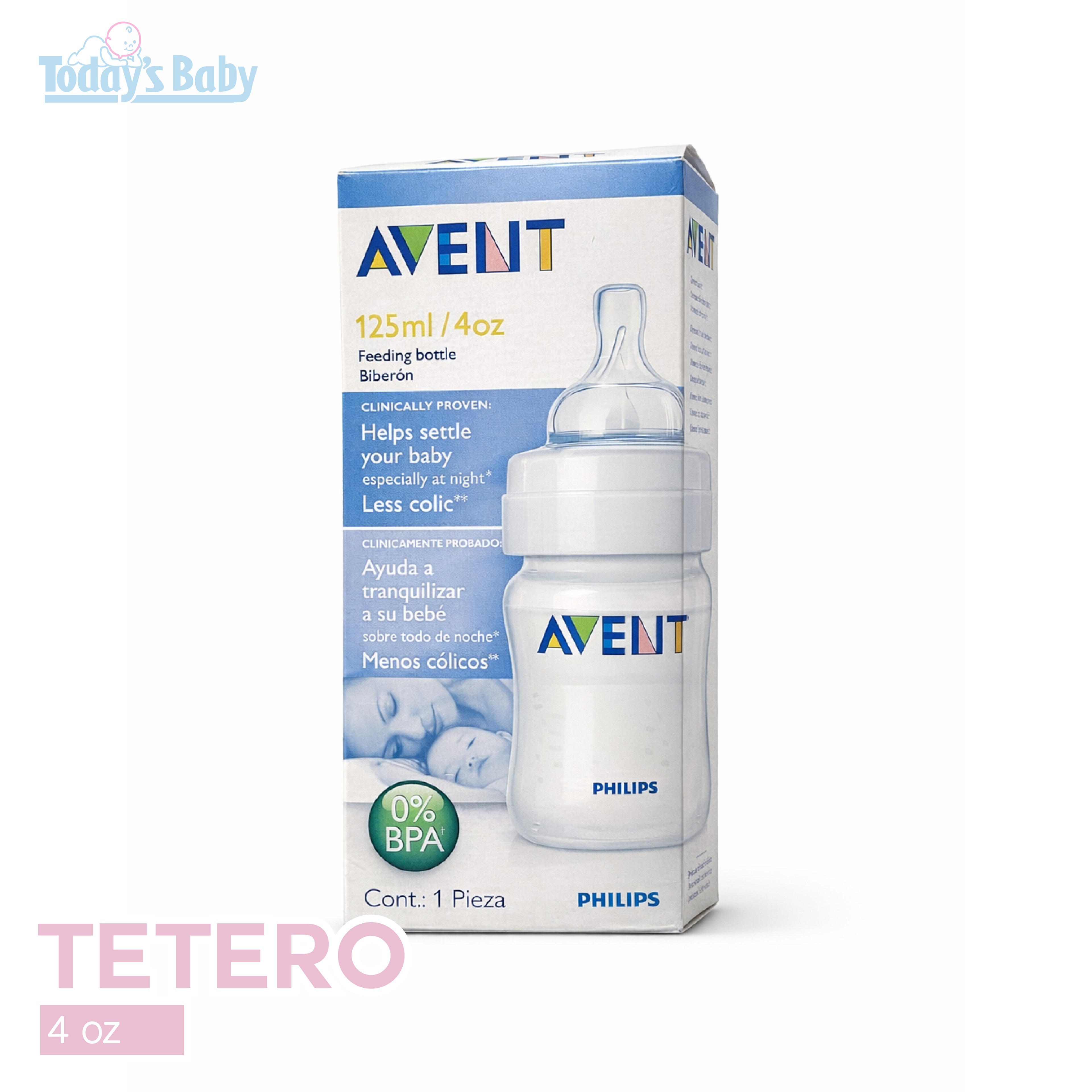 tetero avent classic 4oz 125 ml para bebé