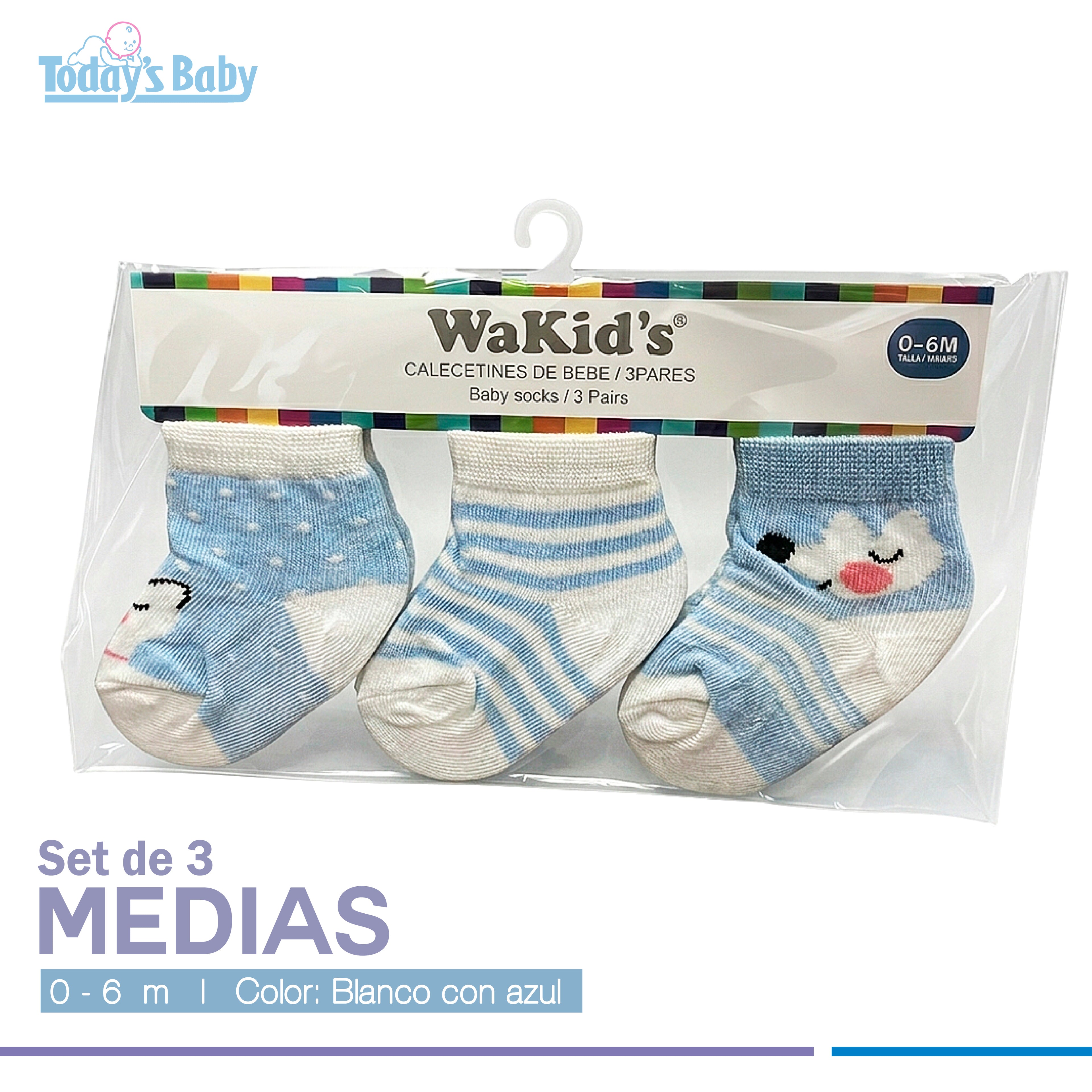 set de medias wakid´s 0-6m para bebé