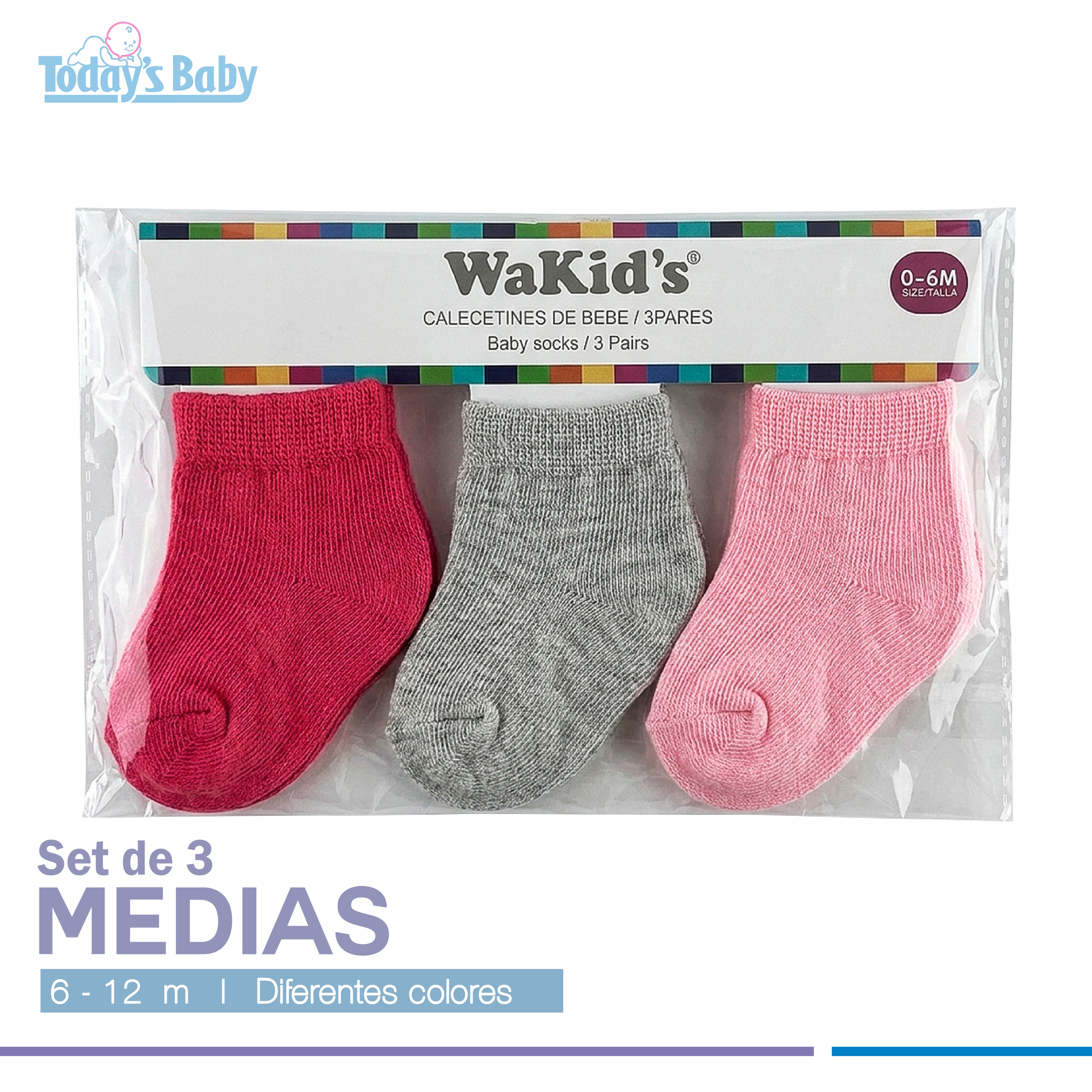 set de medias wakid´s 0-6m para bebé