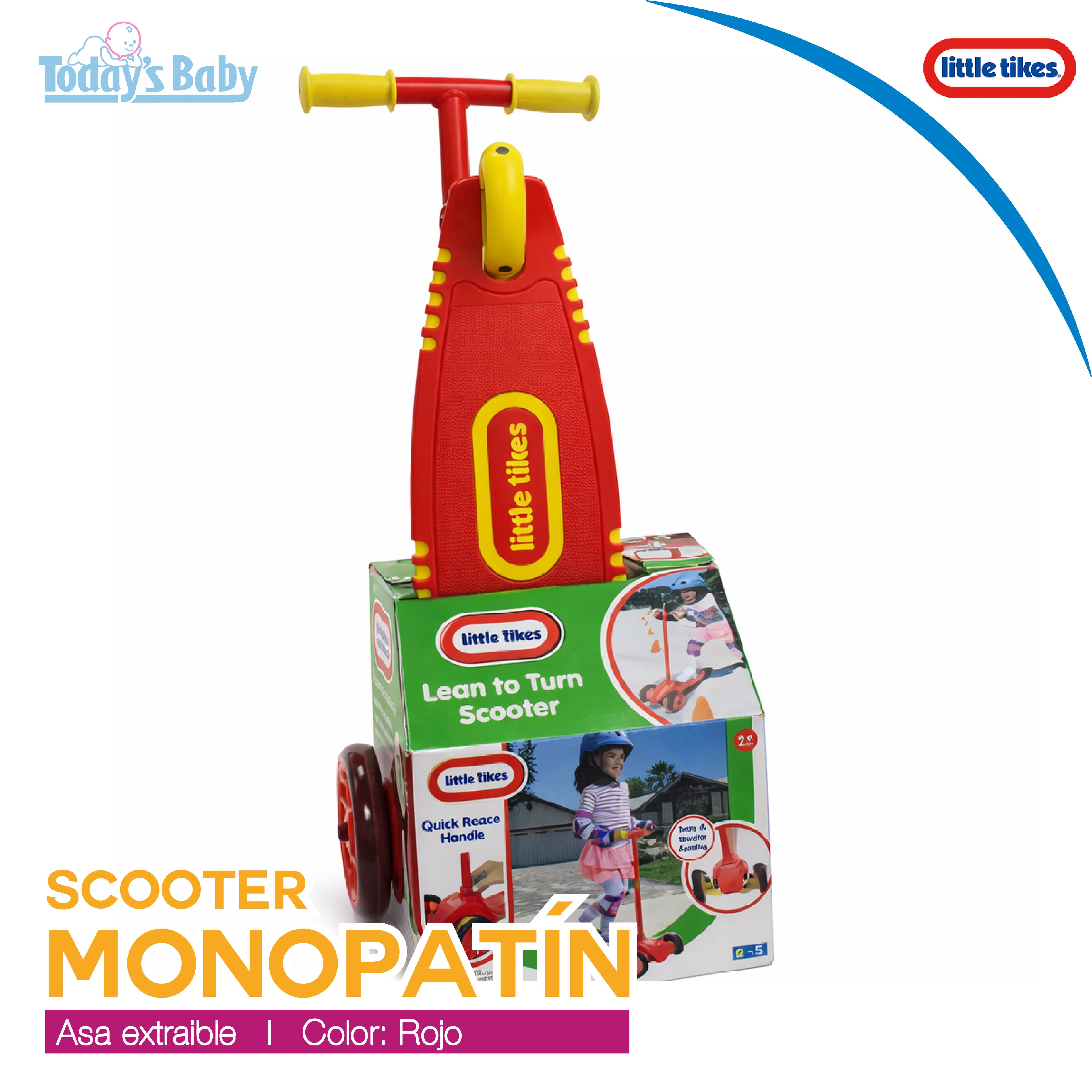 monopatín scooter little tikes con asa extraible para bebé
