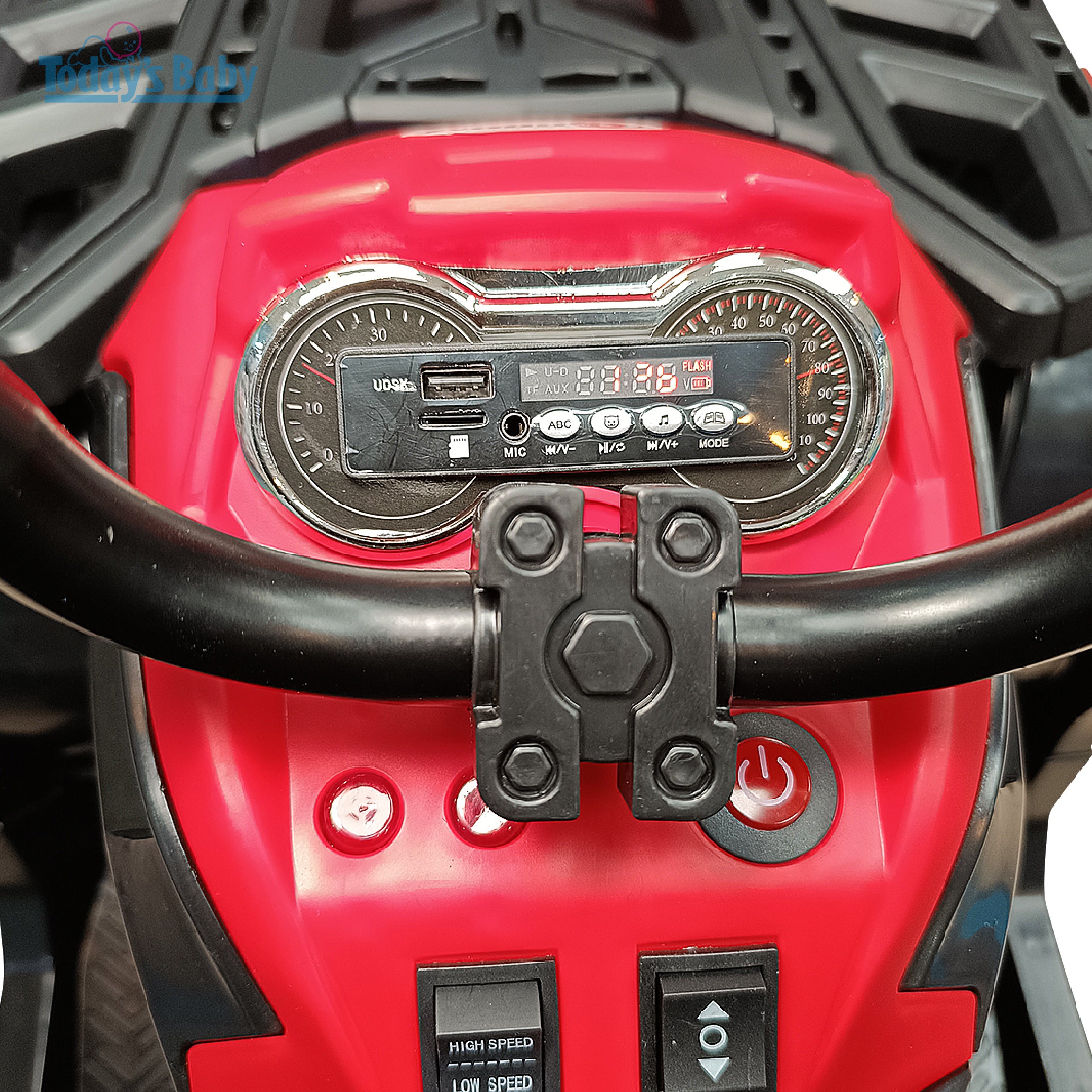 cuatrimoto electrica moody roja para bebé