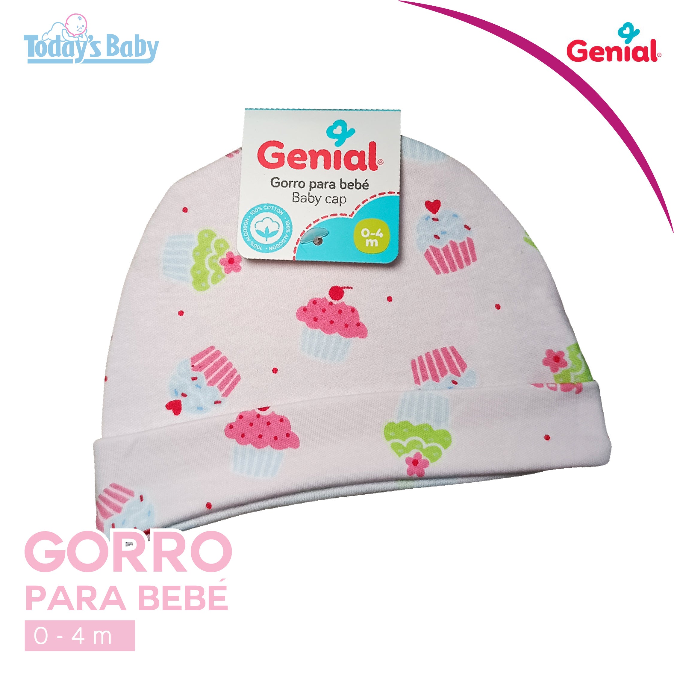 Gorro para bebé de algodón 0-4m Genial