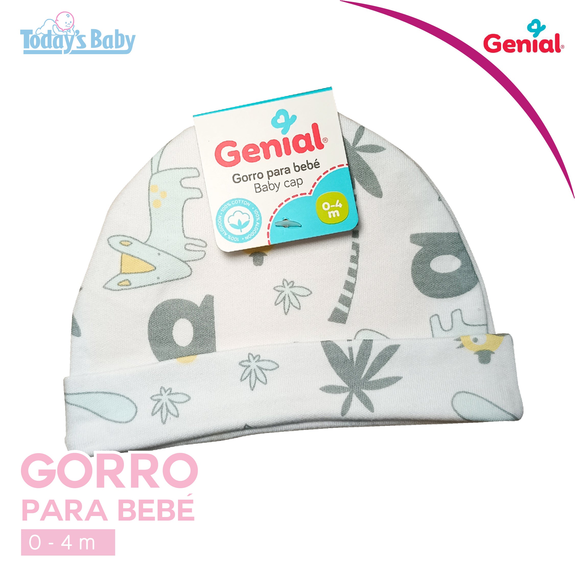 Gorro para bebé de algodón 0-4m Genial
