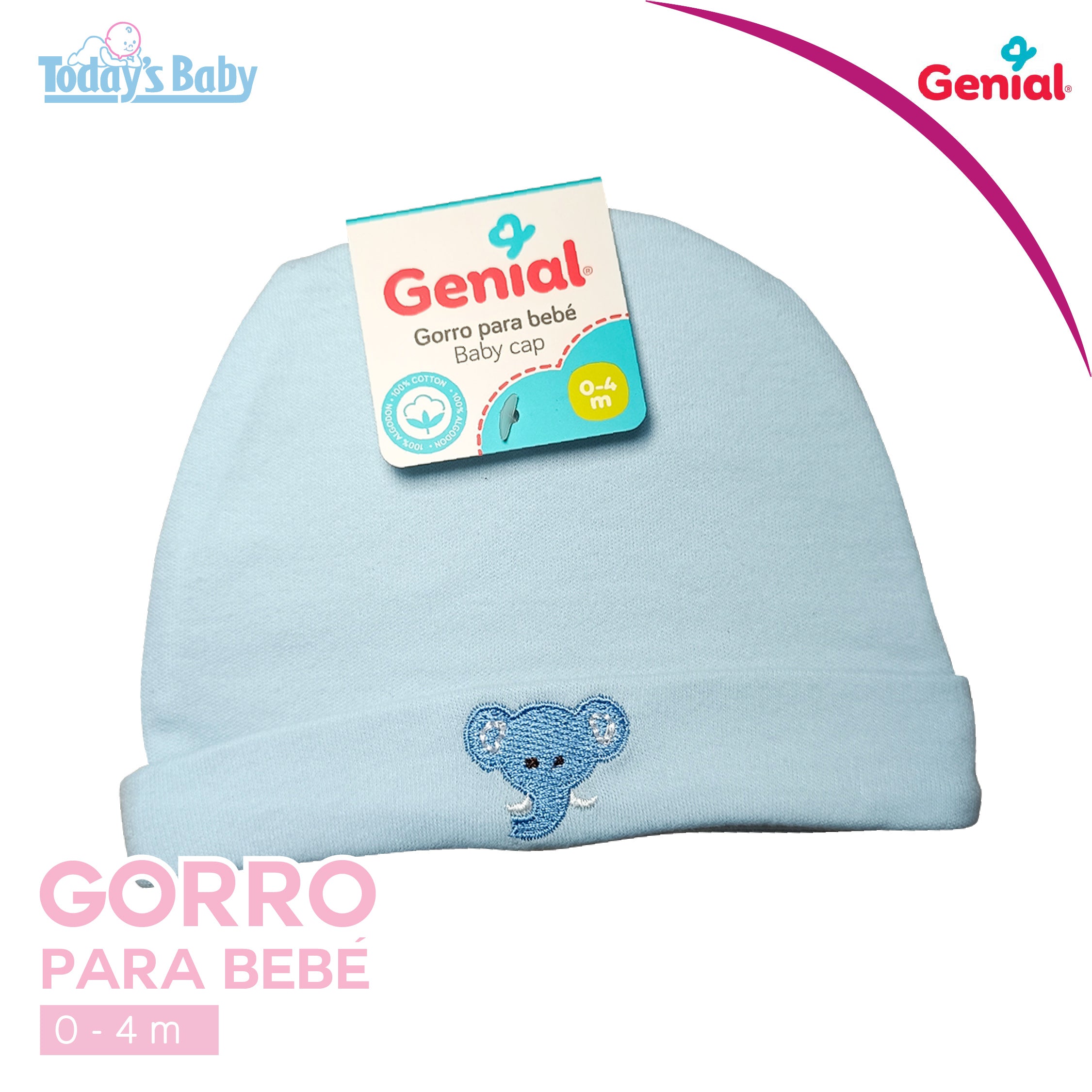 Gorro para bebé de algodón 0-4m Genial
