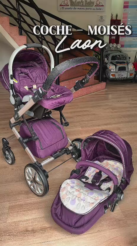 coche capella laon + moisés + travel system purple para bebé