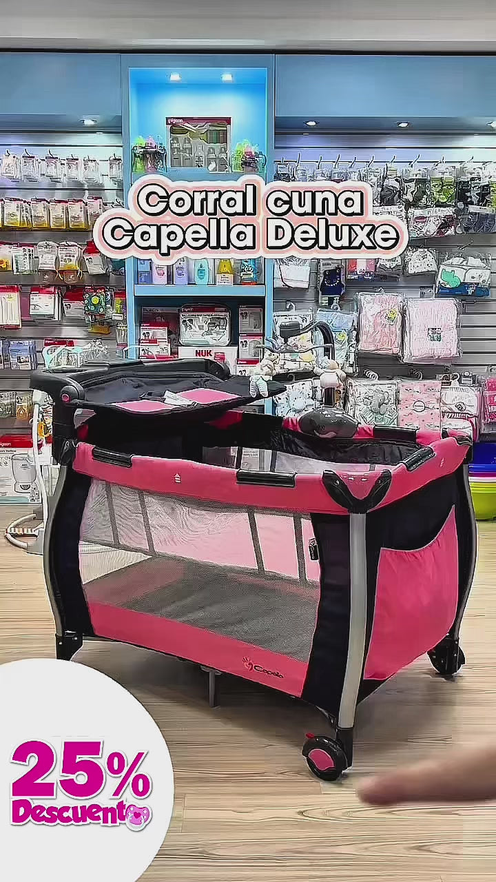 corral cuna deluxe l 25 de descuento para bebé