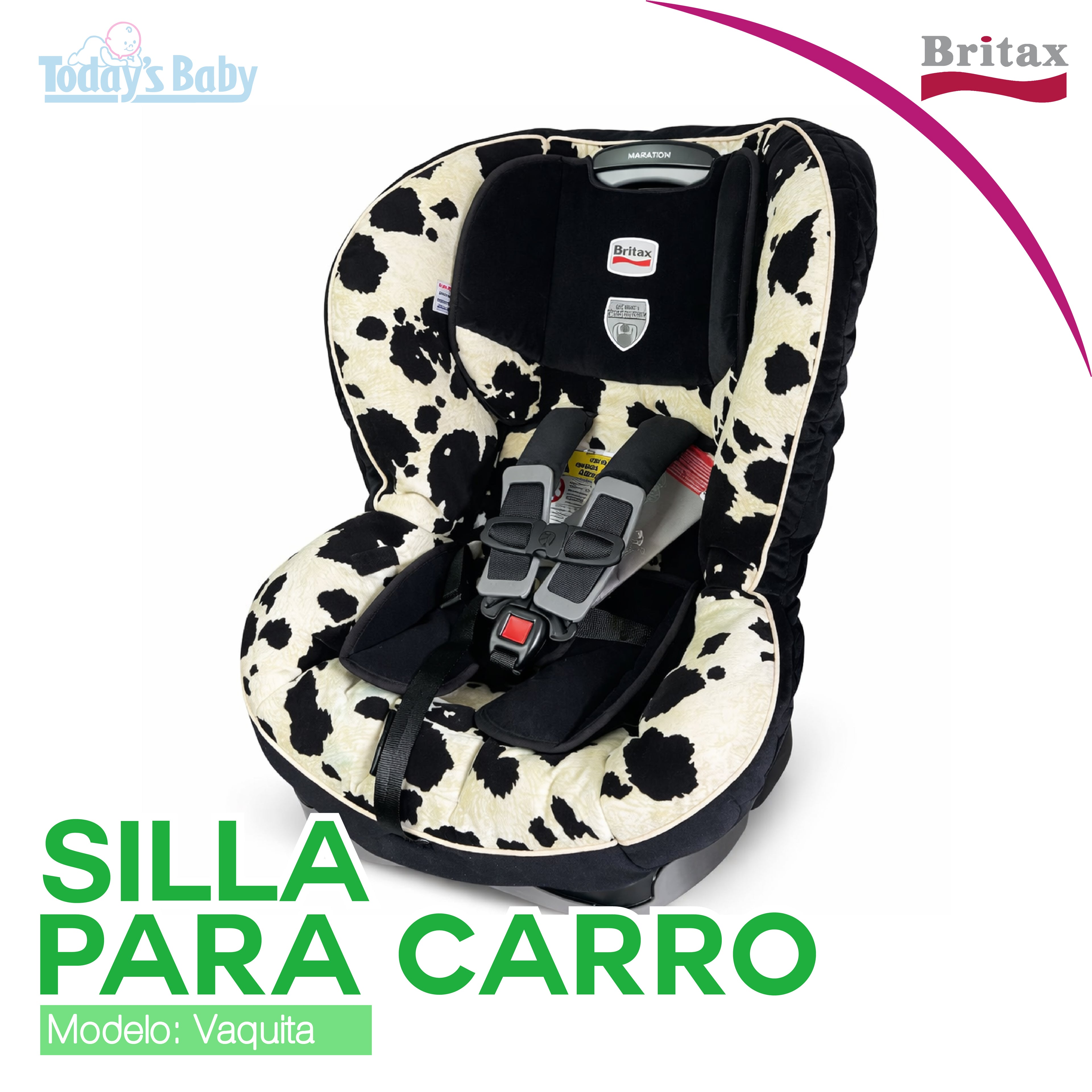 silla para carro britax estampado vaquita para bebé