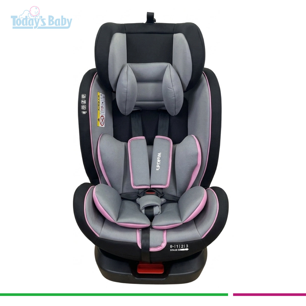 Silla de Carro Giratorio 360° Isofix Rosado WaKid’s