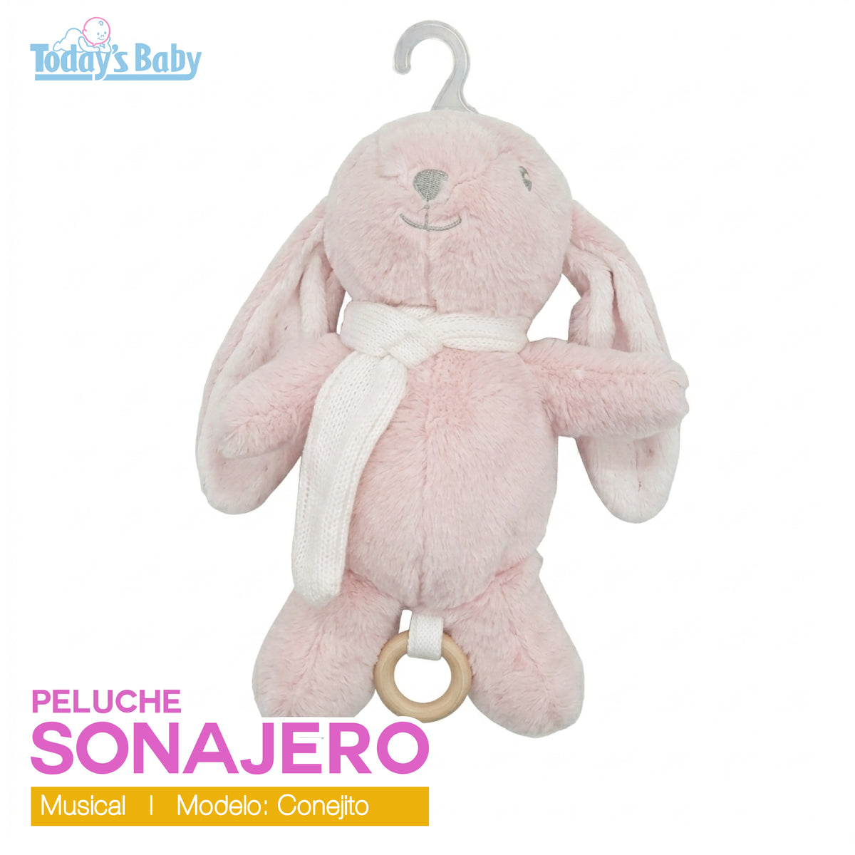 Peluche conejito sonajero rosado Wakid´s
