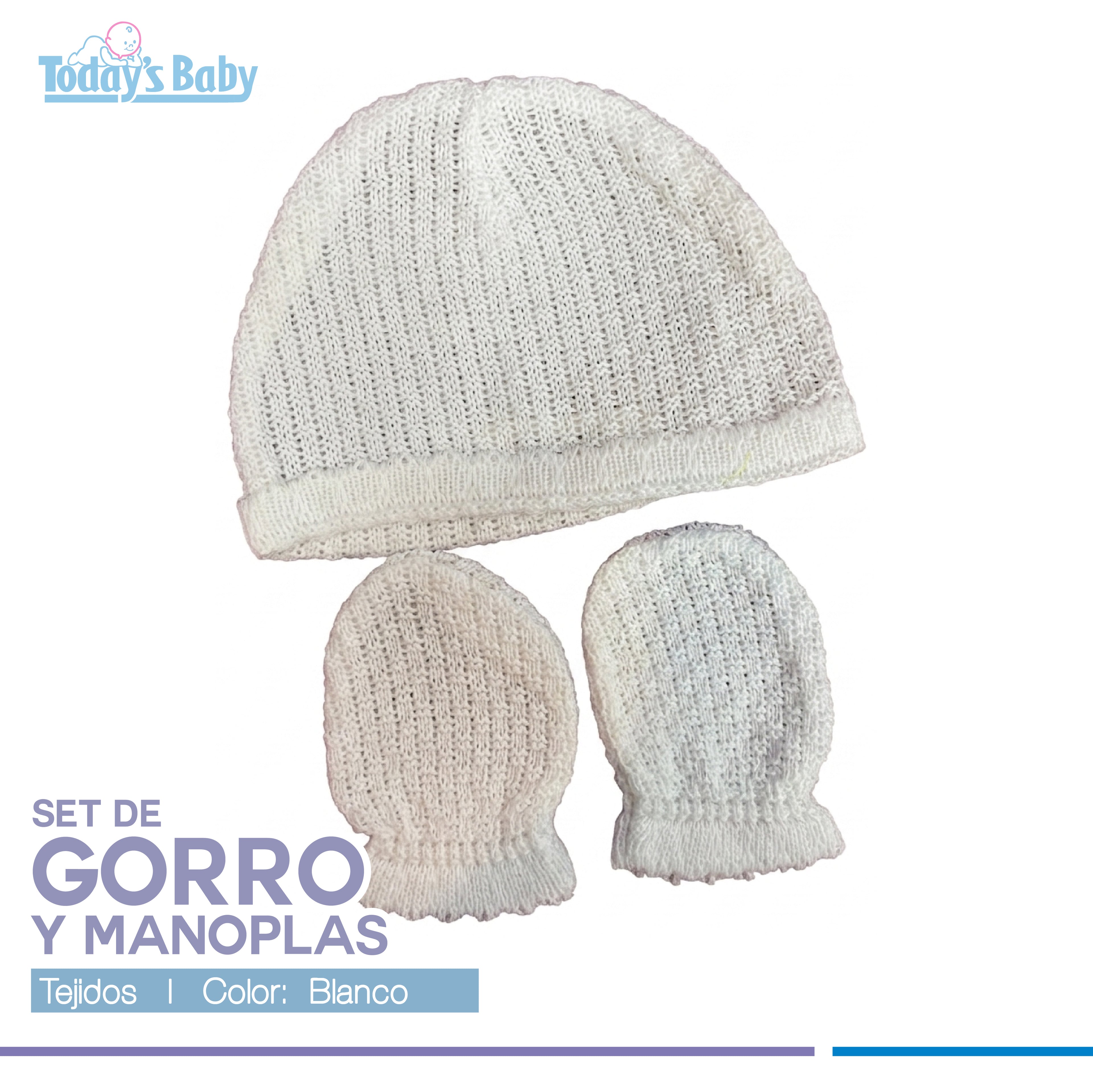 Set de gorro y manoplas tejido