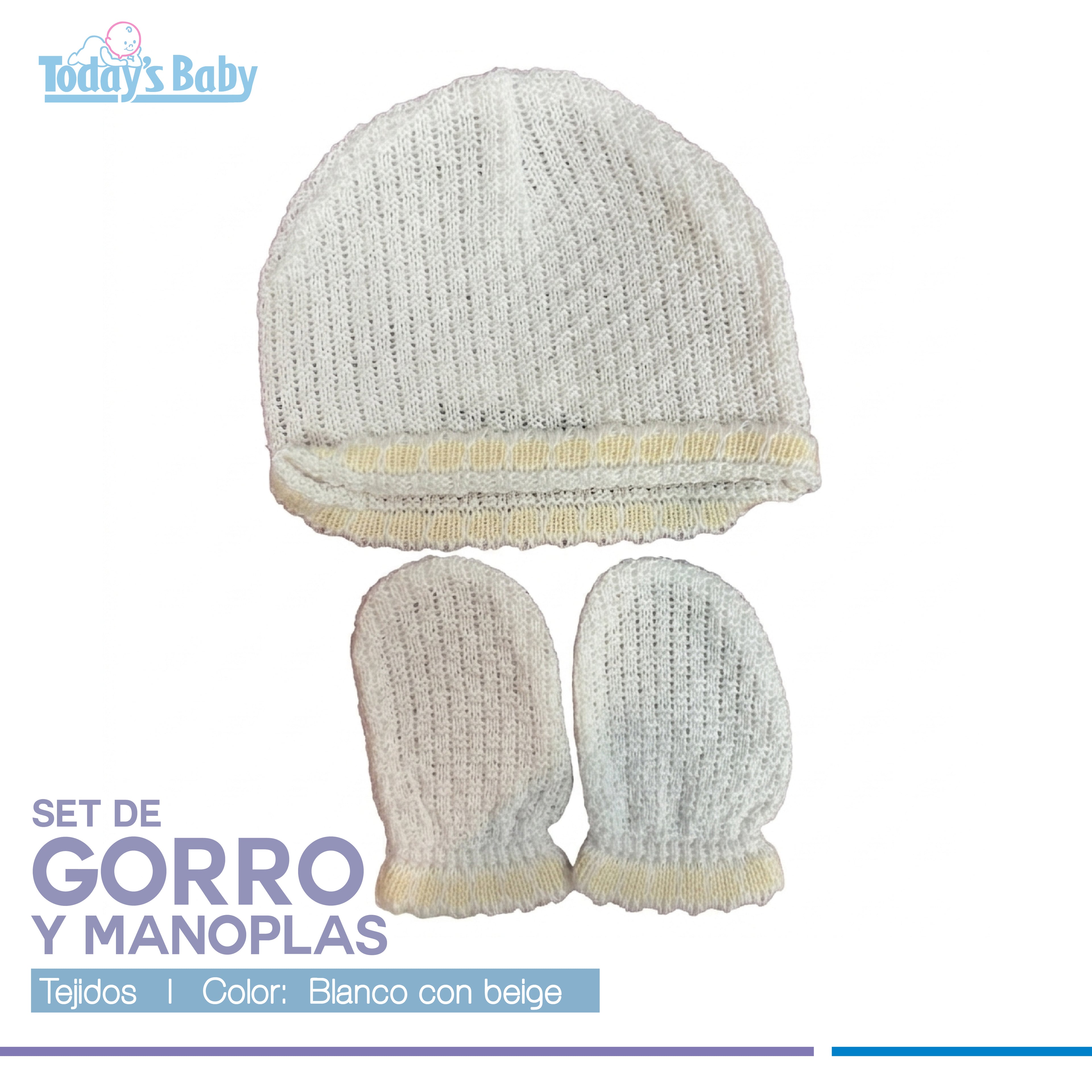 Set de gorro y manoplas tejido